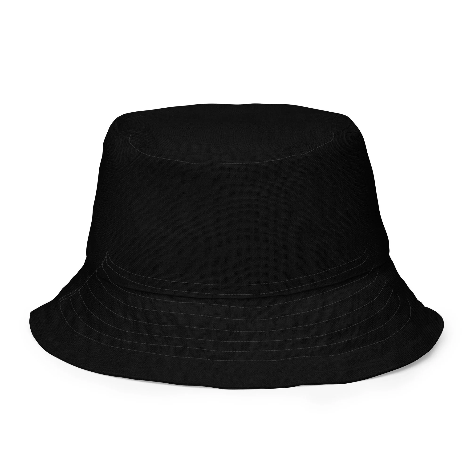 Inside side view Bucket hat featuring a bold graphic on one side and a minimalistic design on the opposite side