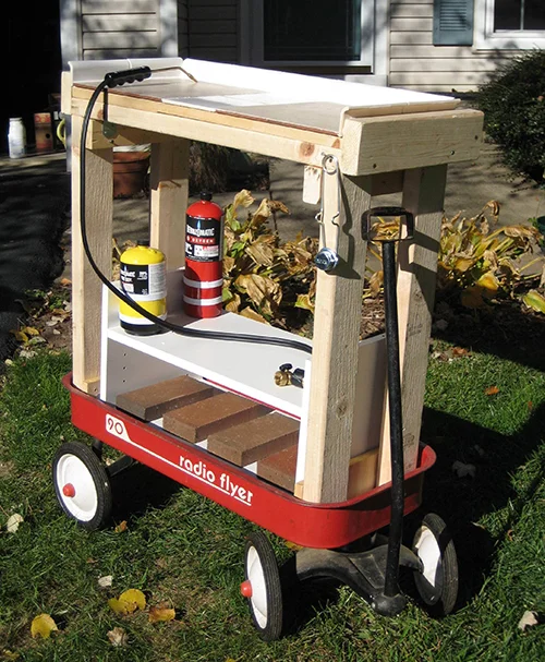 Portable soldering station I made in a Radio Flyer to avoid ventilation issues