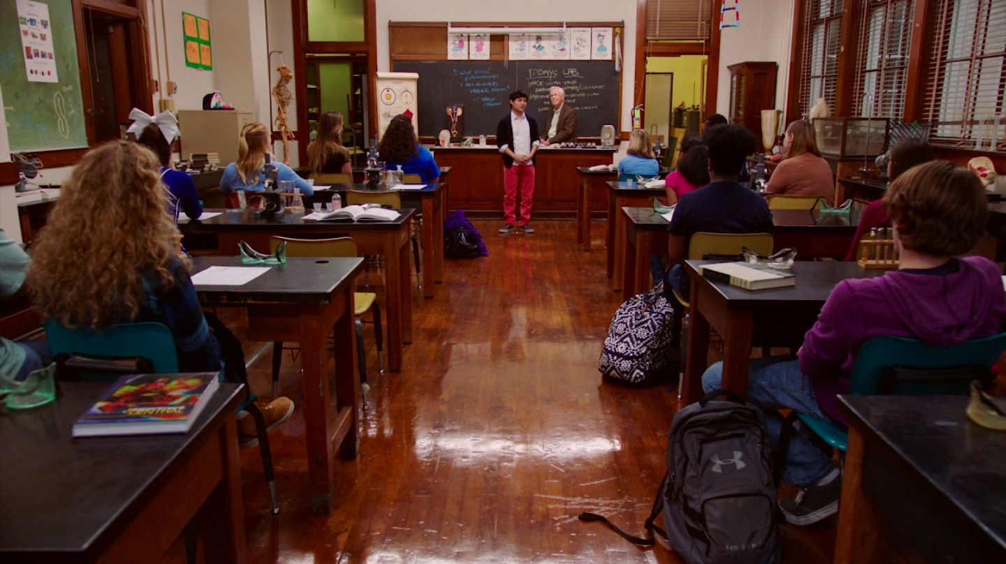 Old fashioned high school classroom