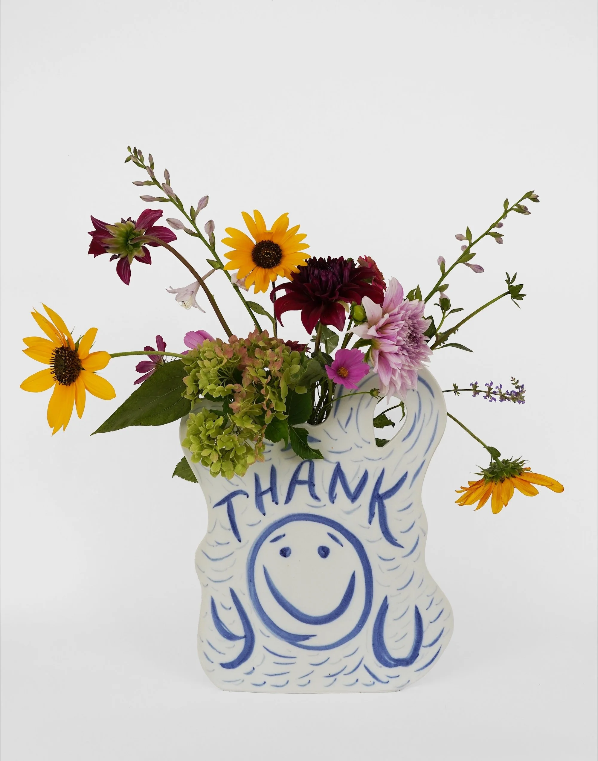 Plastic Bag Vase #2 with garden flowers (front)