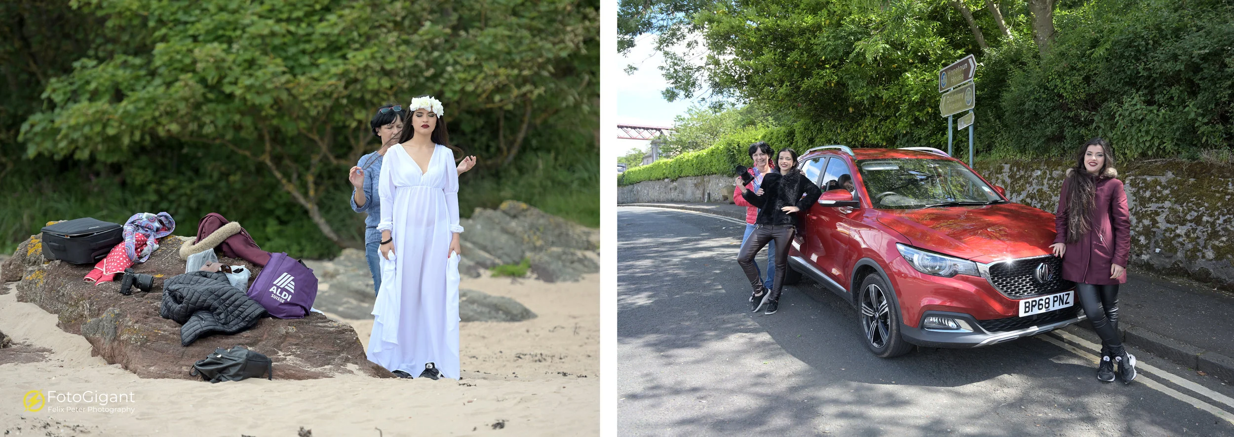 Behind the Scene at Beach Tantallon and later on driving to Forth Bridge with our MG :-)