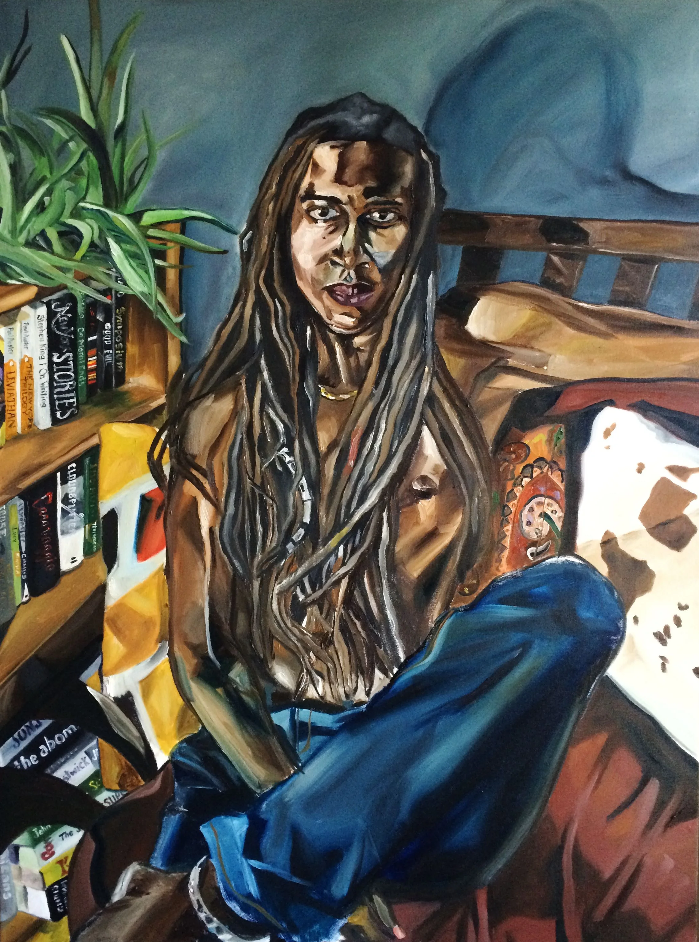 "Gilles with Plant" 2018 36X48 oil on canvas