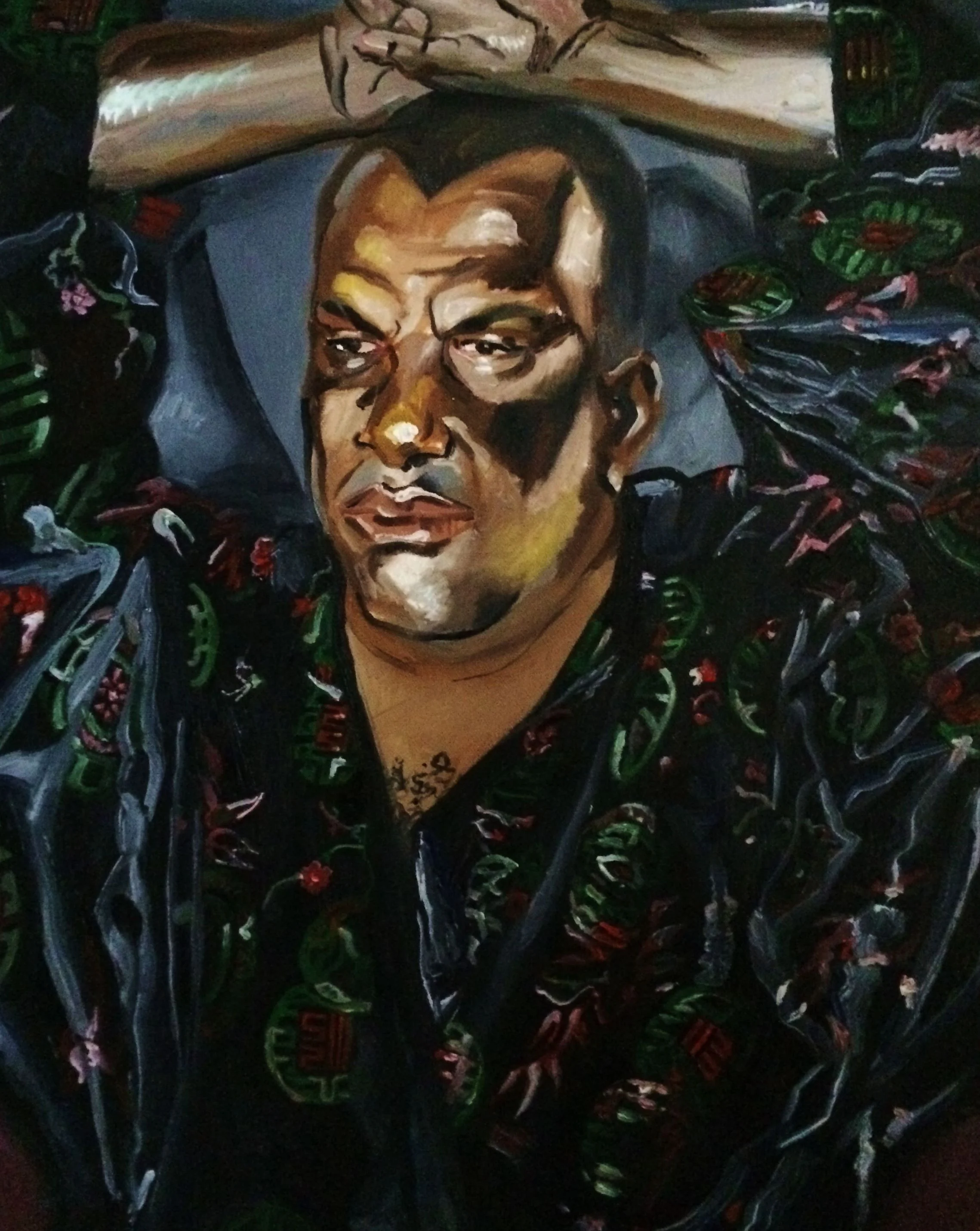 "Lorenzo in Asian Robe" 2017 16X20 oil on canvas