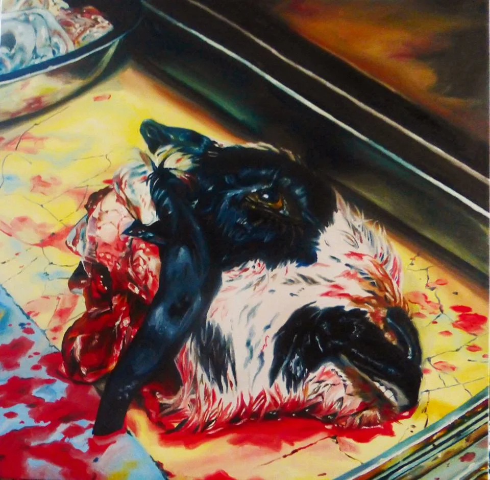 "Goat Head: Kolkata" 30X36 oil on canvas