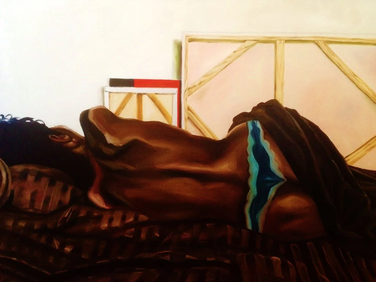 "Woman in Turquoise Panties" 30X40 oil on canvas