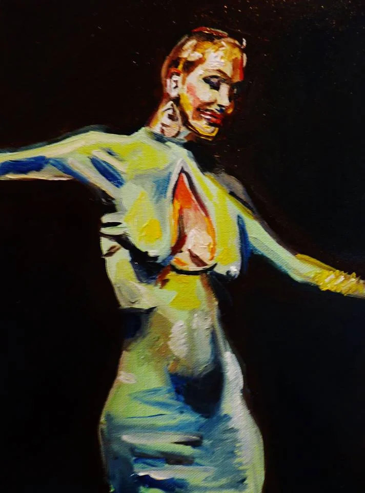 "Barbra Herr in Green Dress" 8X10 oil on canvas