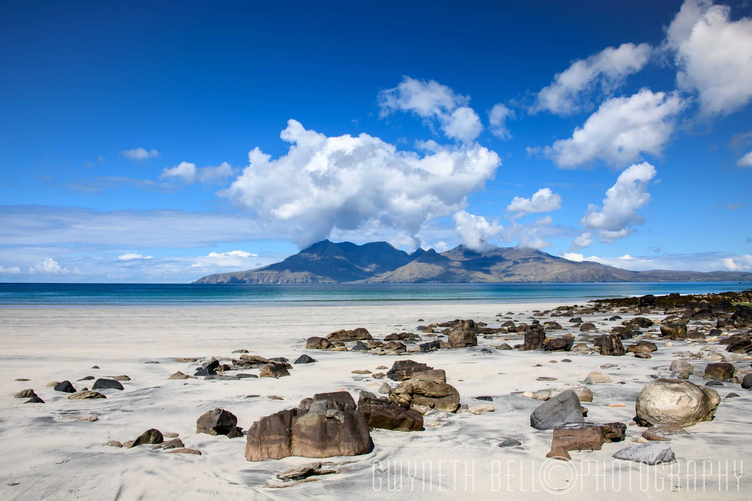  Bay of Laig, Isle of Eigg, looking over to the Isle of Rum 