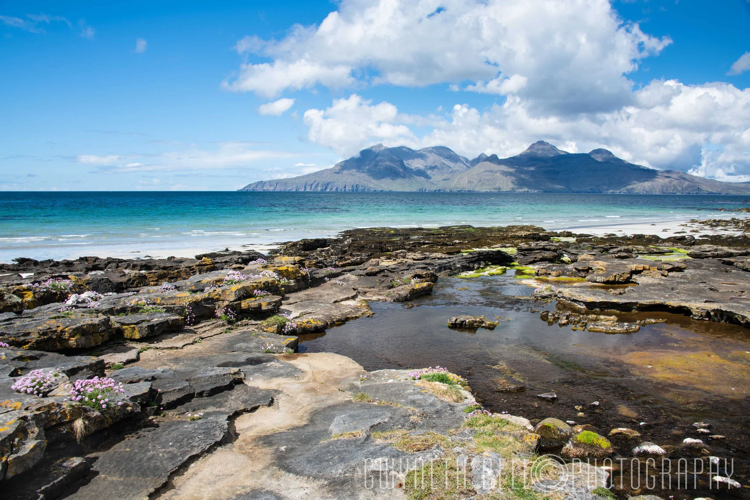  Bay of Laig, Isle of Eigg, looking over to the Isle of Rum 