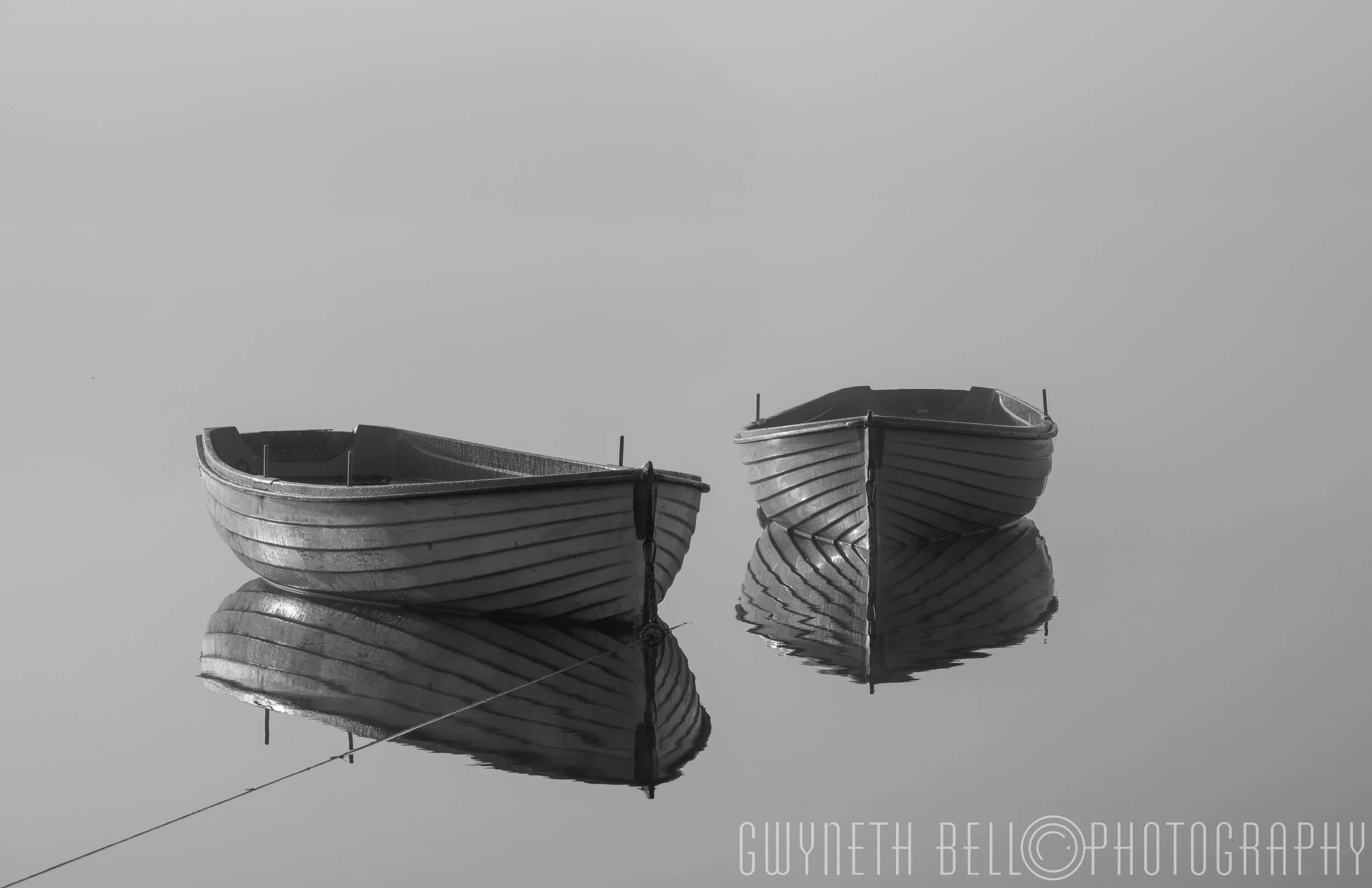  Early morning mists and fishing boats, Loch Rusky, near Callander. 