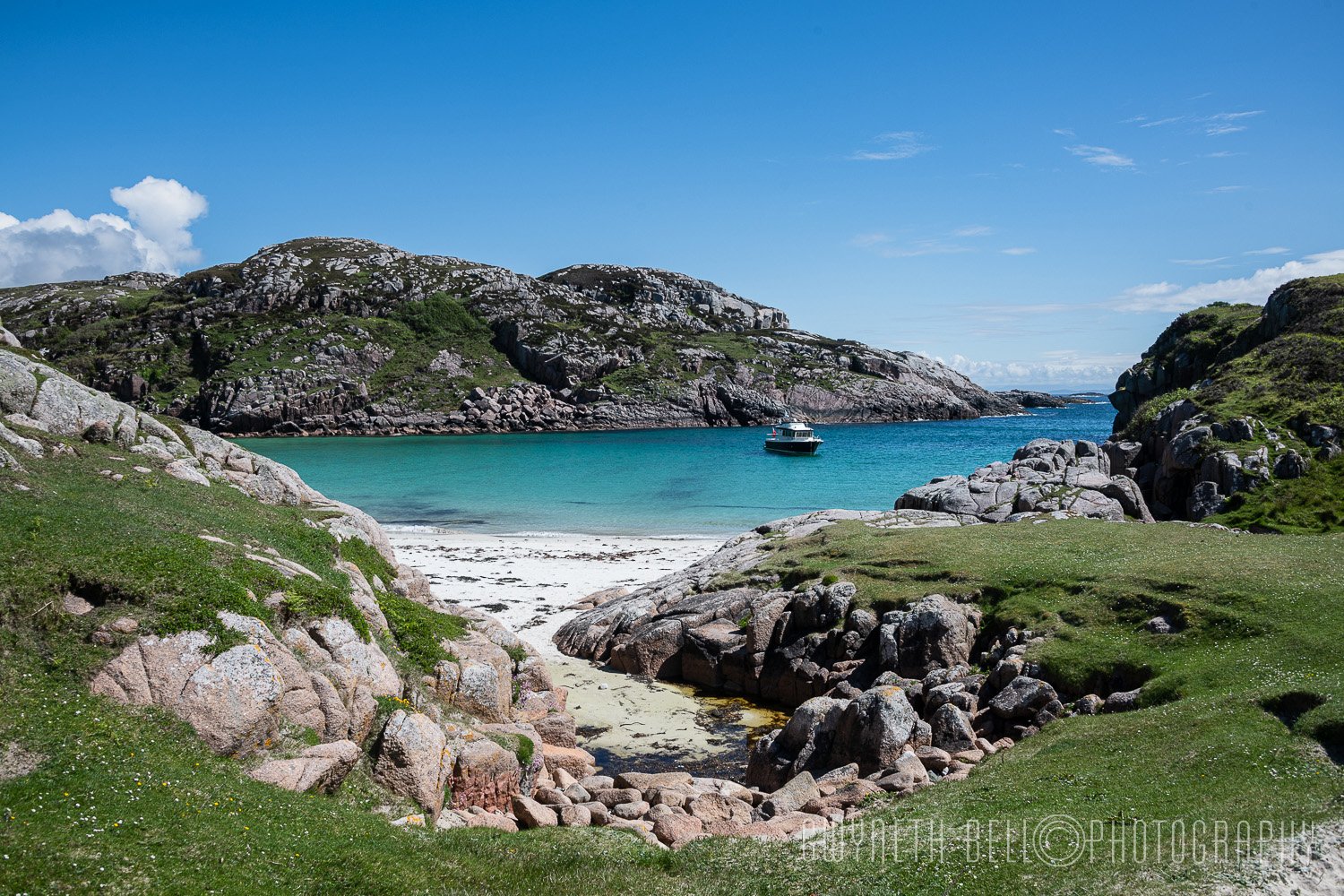 The tidal Island of Erraid on a beautiful sunny day