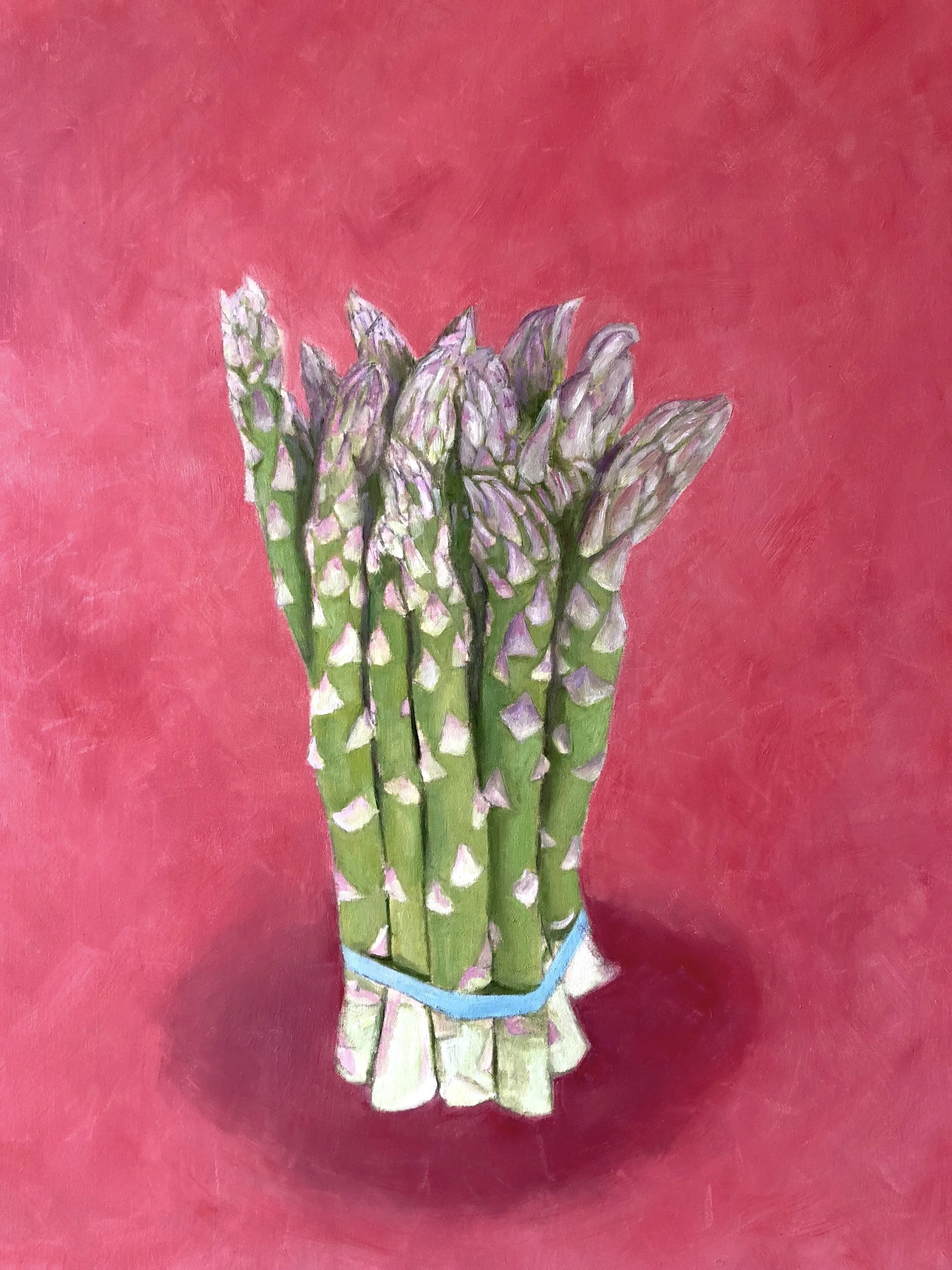 Asparagus on pink, 16" x 12" x 1.5"