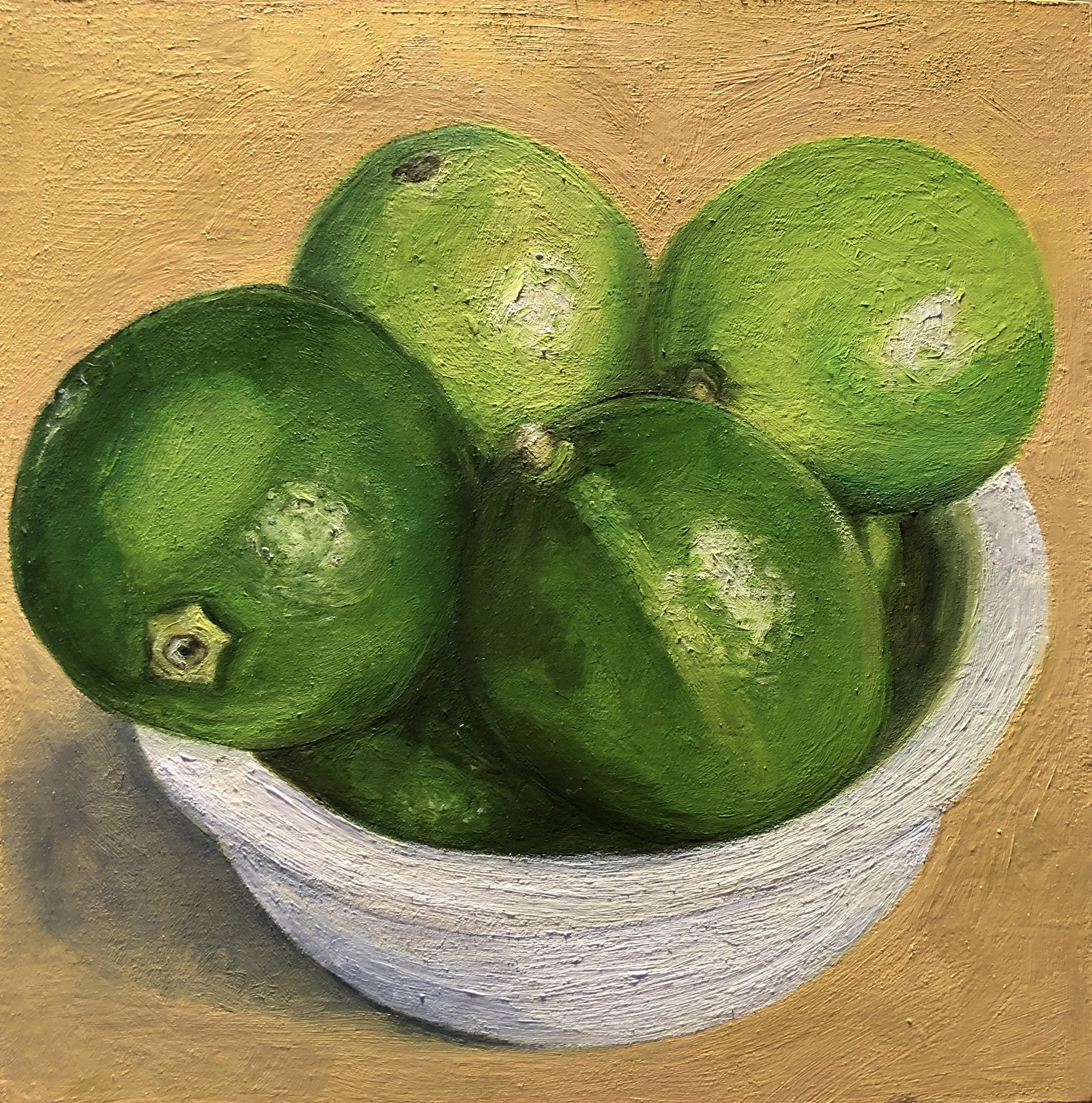 Limes in bowl, 6" x 6" x 2"