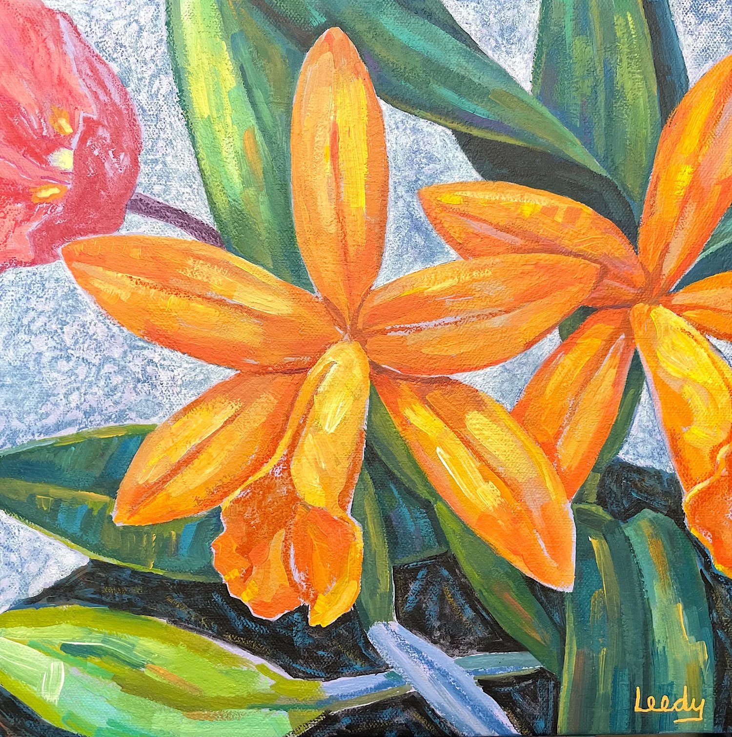 At the Flower Show - 12 x 12 inches on gallery-wrapped canvas