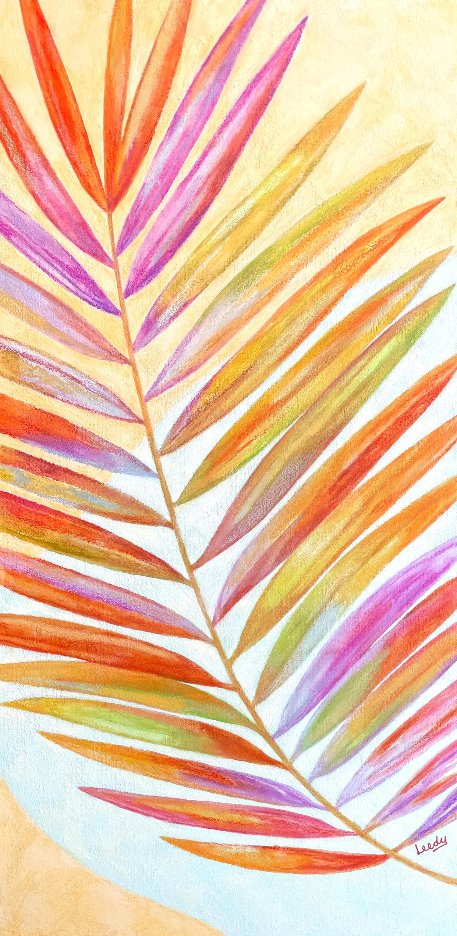 Rainbow Palm - 15 x 30 inches on gallery-wrapped canvas
