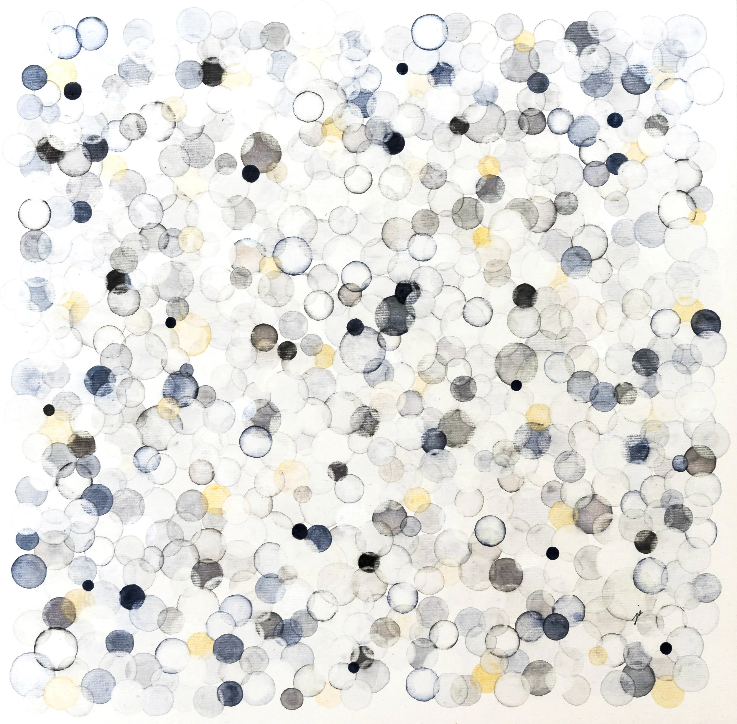 bubbles— ink & the moon Watercolour on canvas 41 cm x 41 cm, 16 x 16 inches