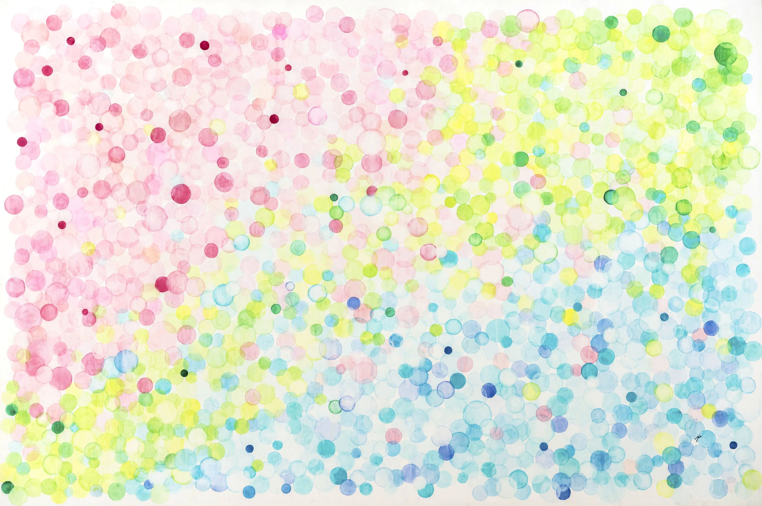 bubbles—spring II Watercolour on canvas 91 cm x 61 cm, 36 x 24 inches