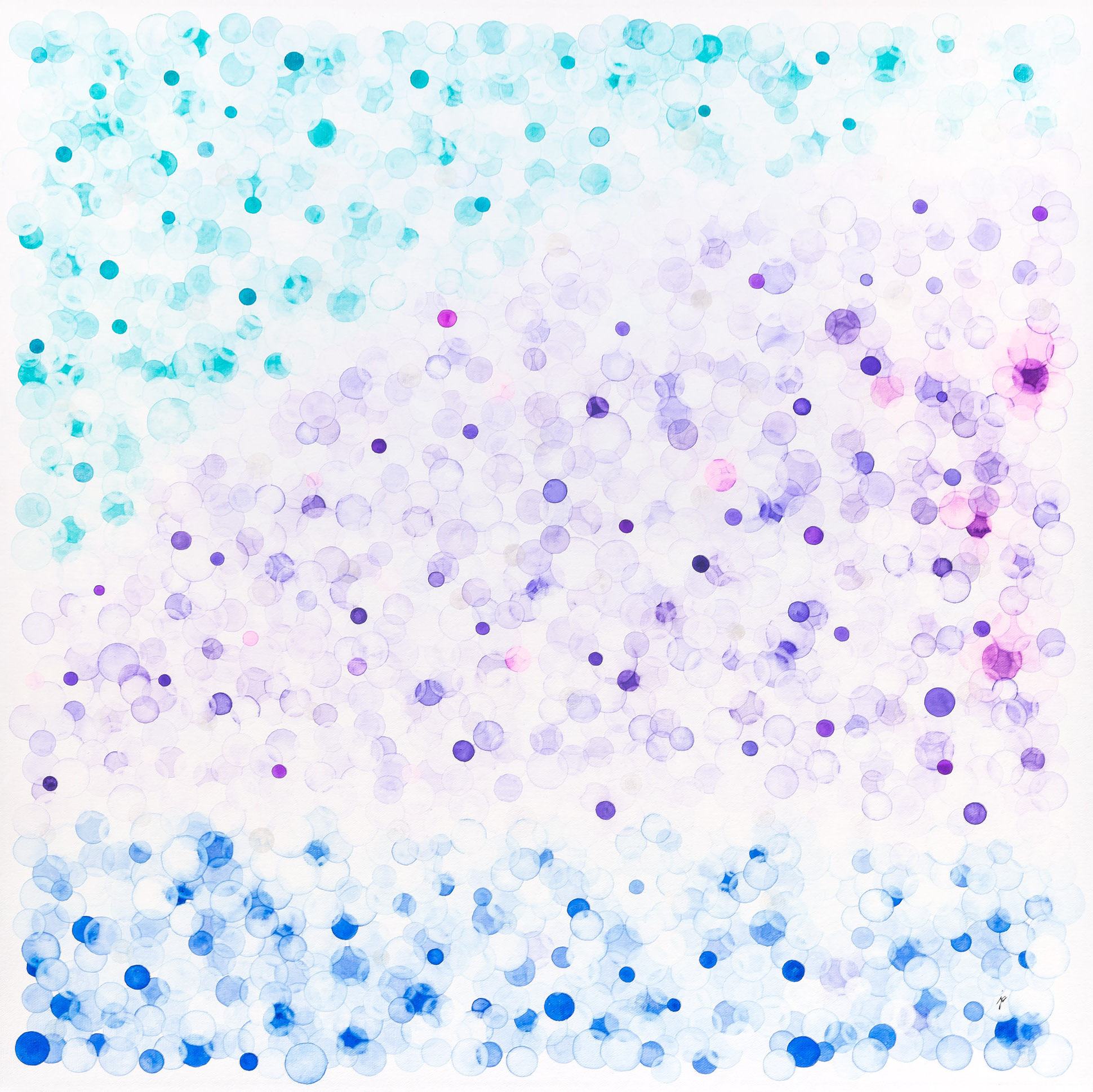 bubbles—winter II Watercolour on canvas 61 cm x 61 cm, 24 x 24 inches