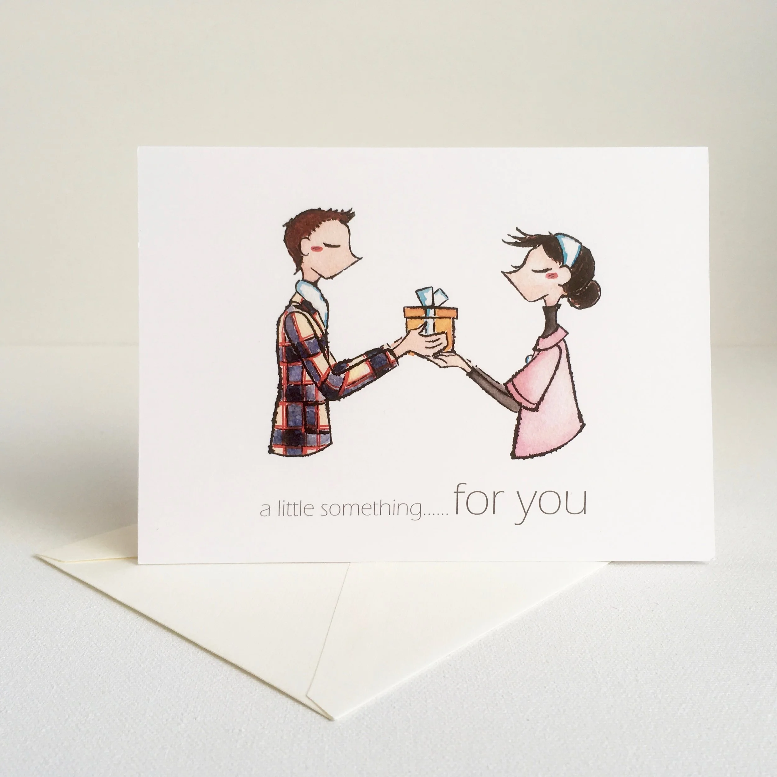 "a little something...for you" greeting card - front