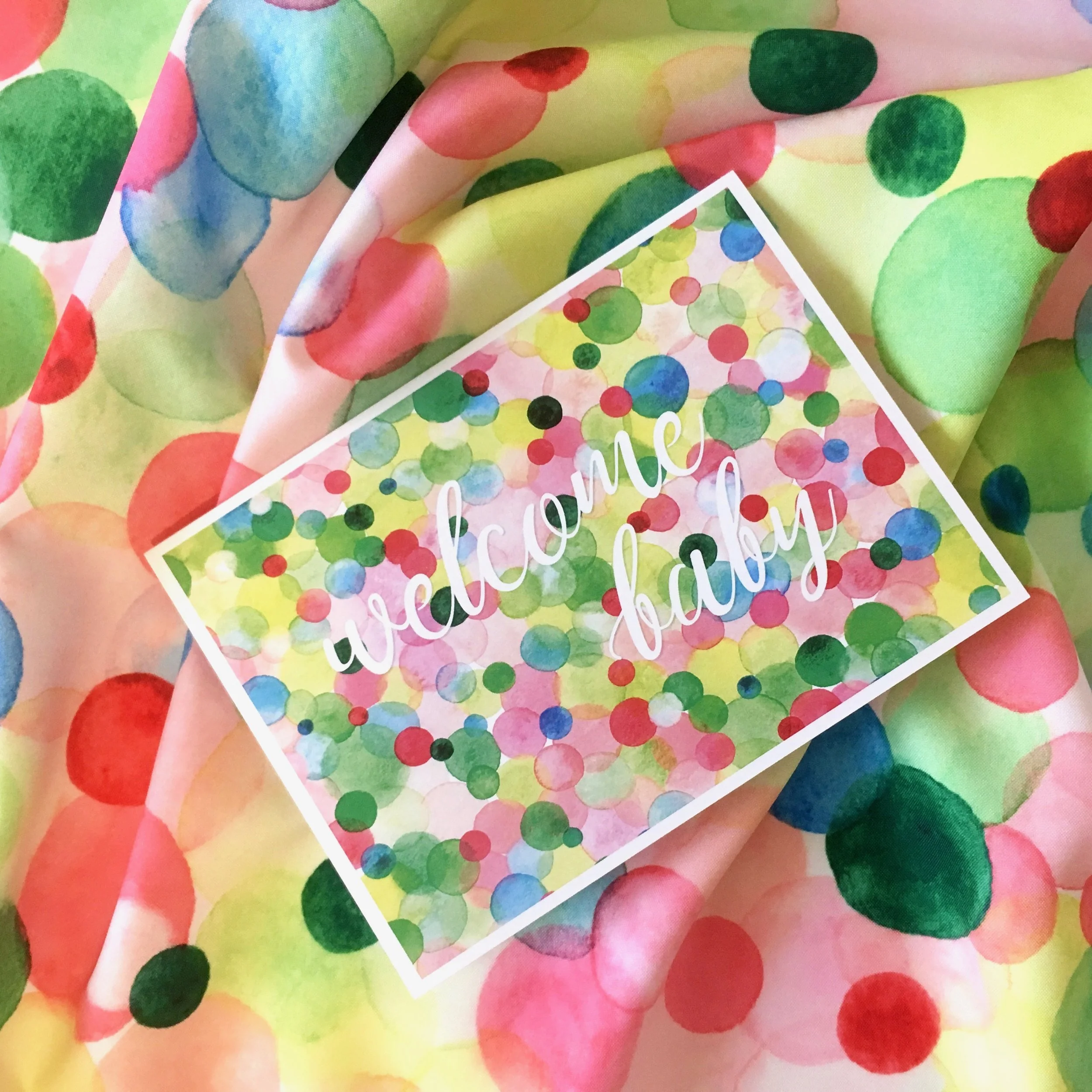 "welcome baby" spring greeting card