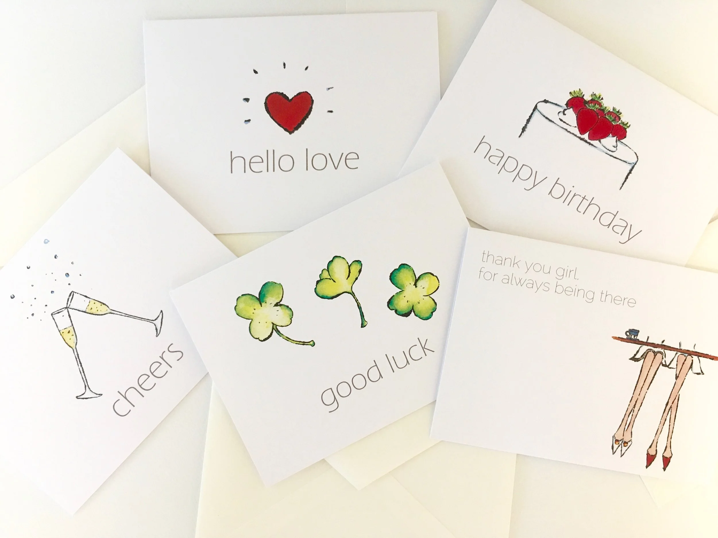 more blotted line drawing greeting cards