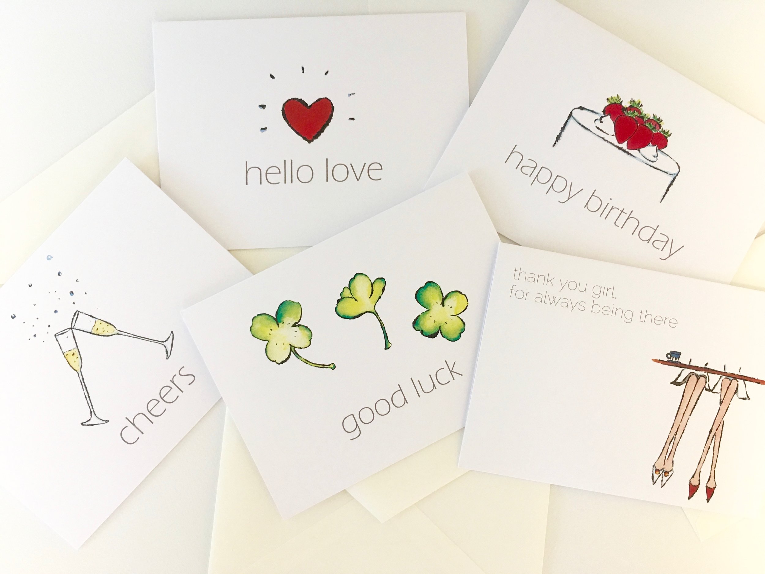 more blotted line drawing greeting cards
