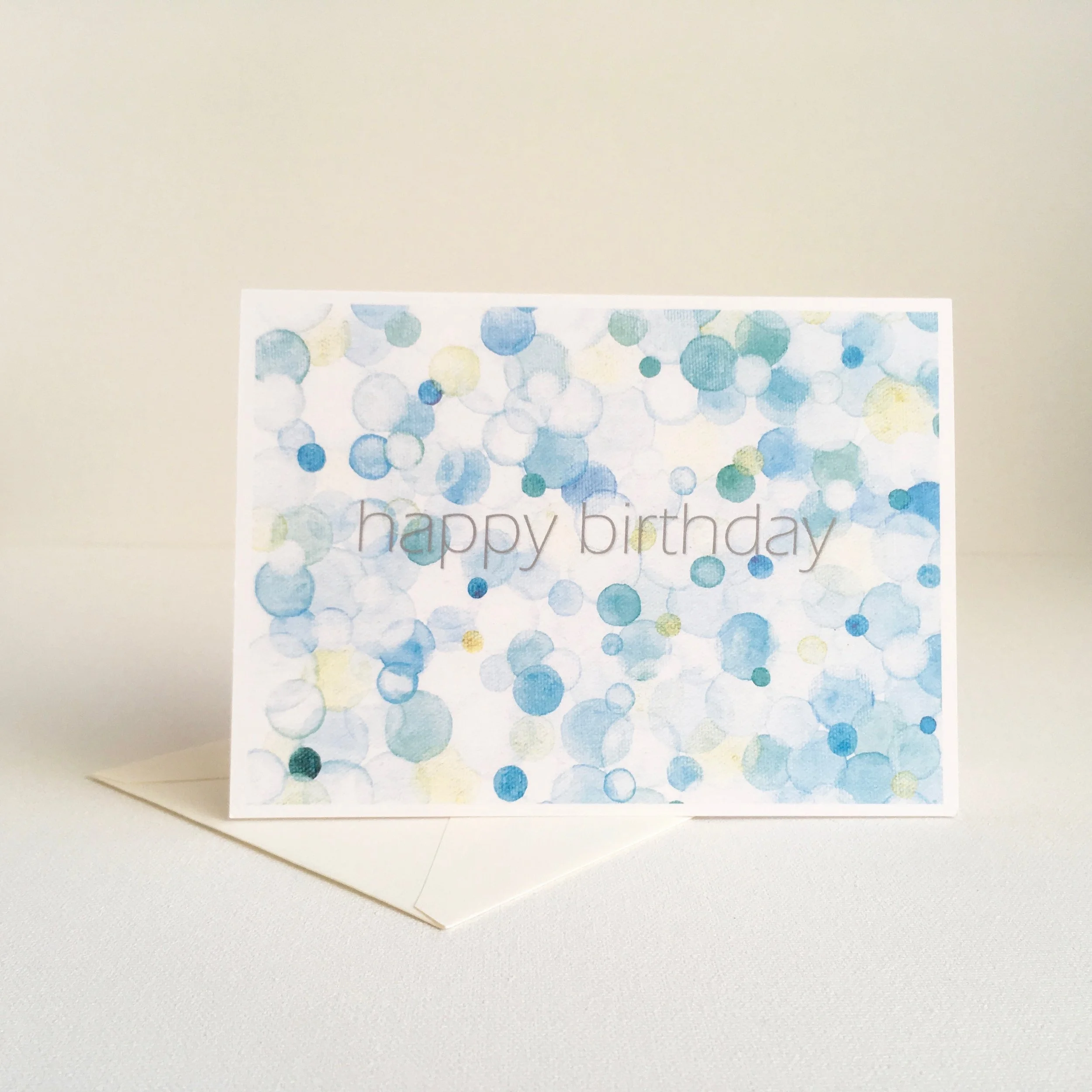 "happy birthday" aquamarine greeting card - front