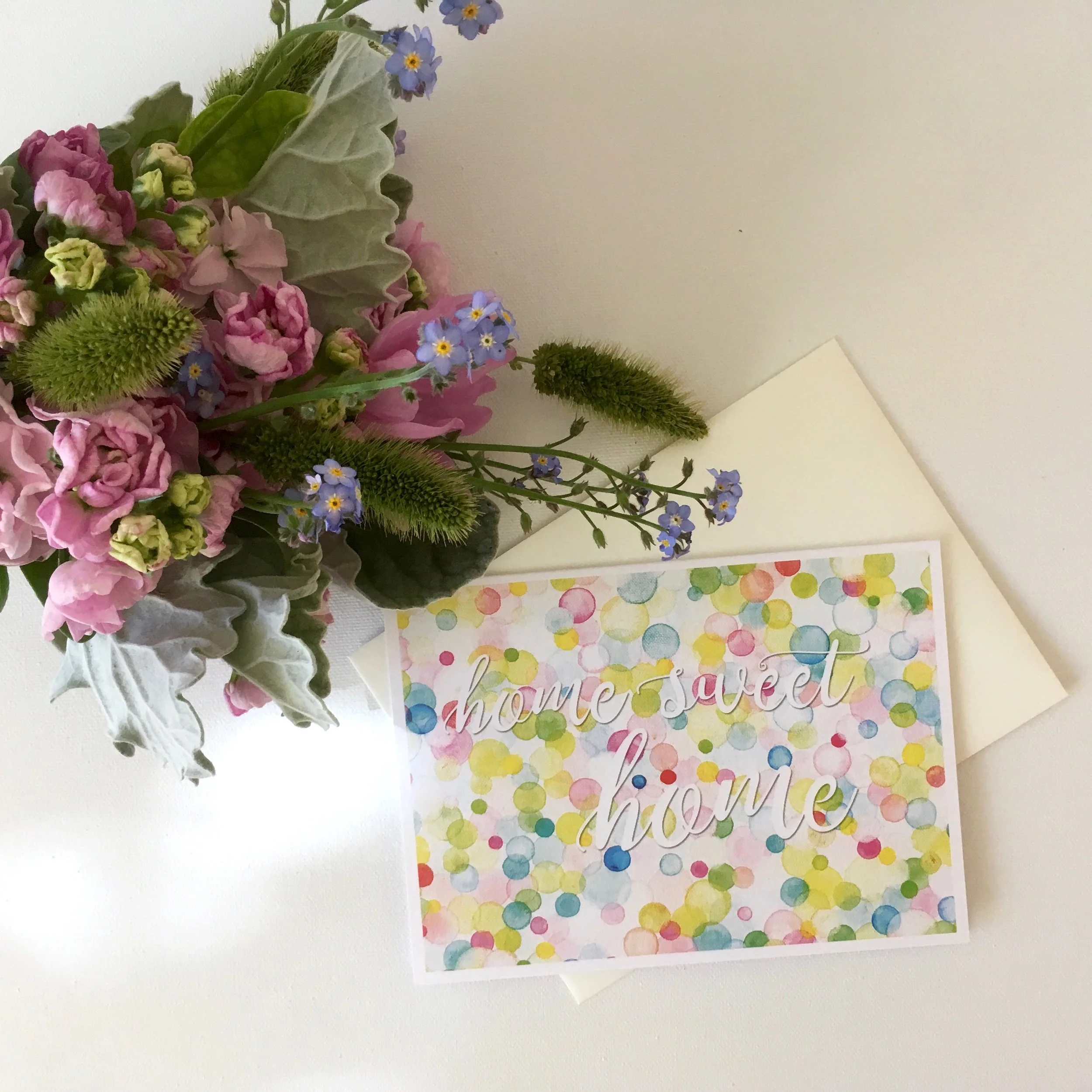 "home sweet home" greeting card