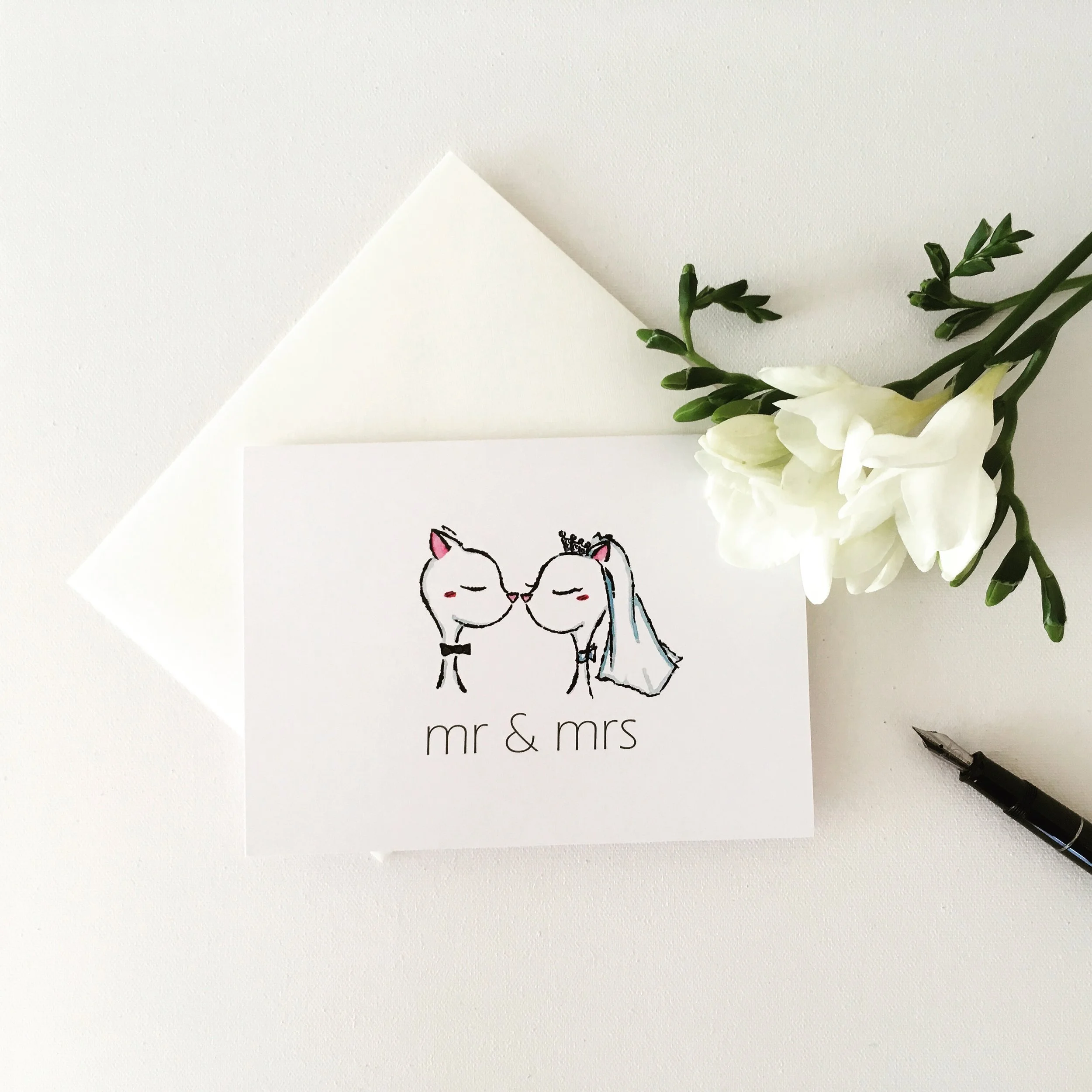 "mr & mrs" neko-chan greeting card