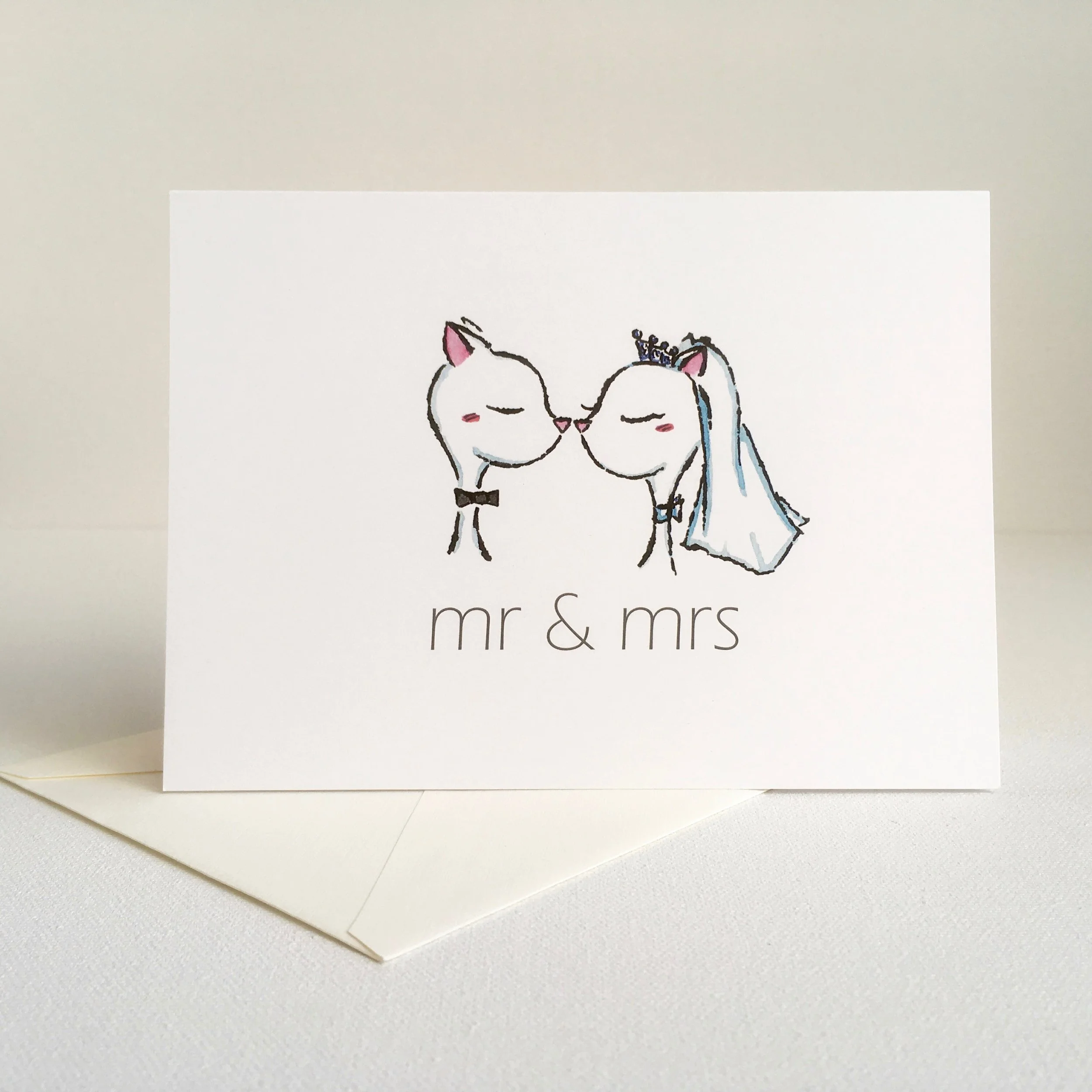 "mr & mrs" neko-chan greeting card - front