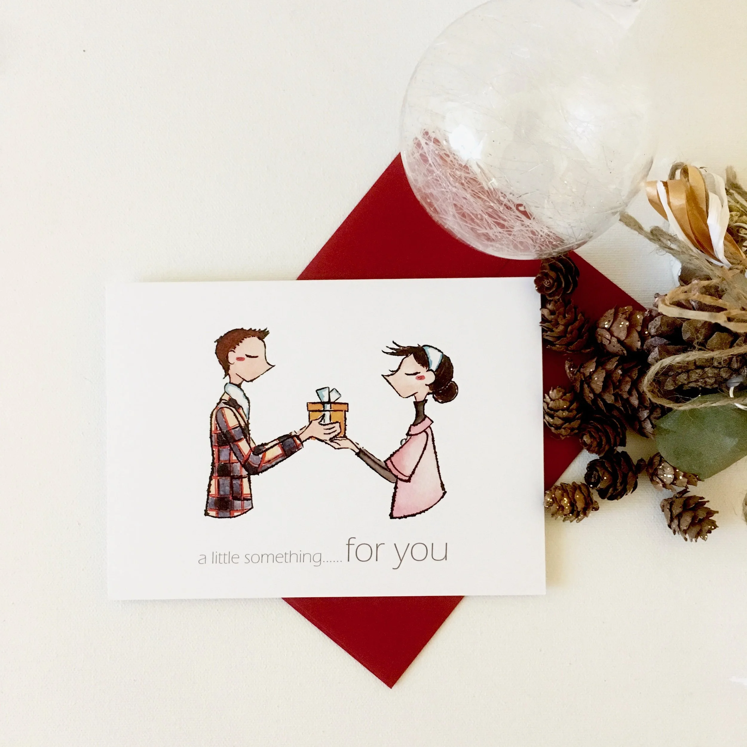 "a little something...for you" greeting card holiday verison