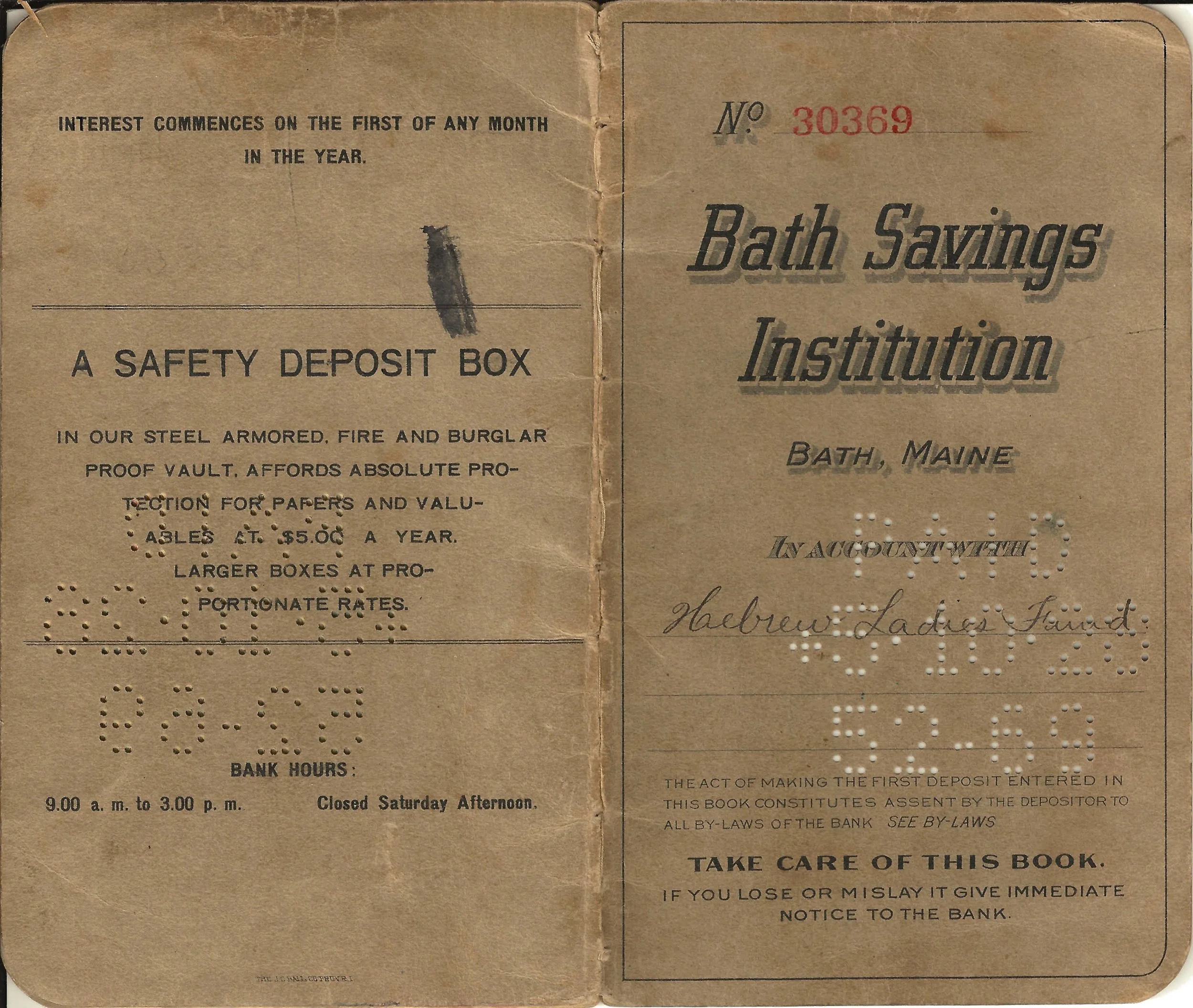 Bath Savings Institution Bank Books — Bath Jewish History
