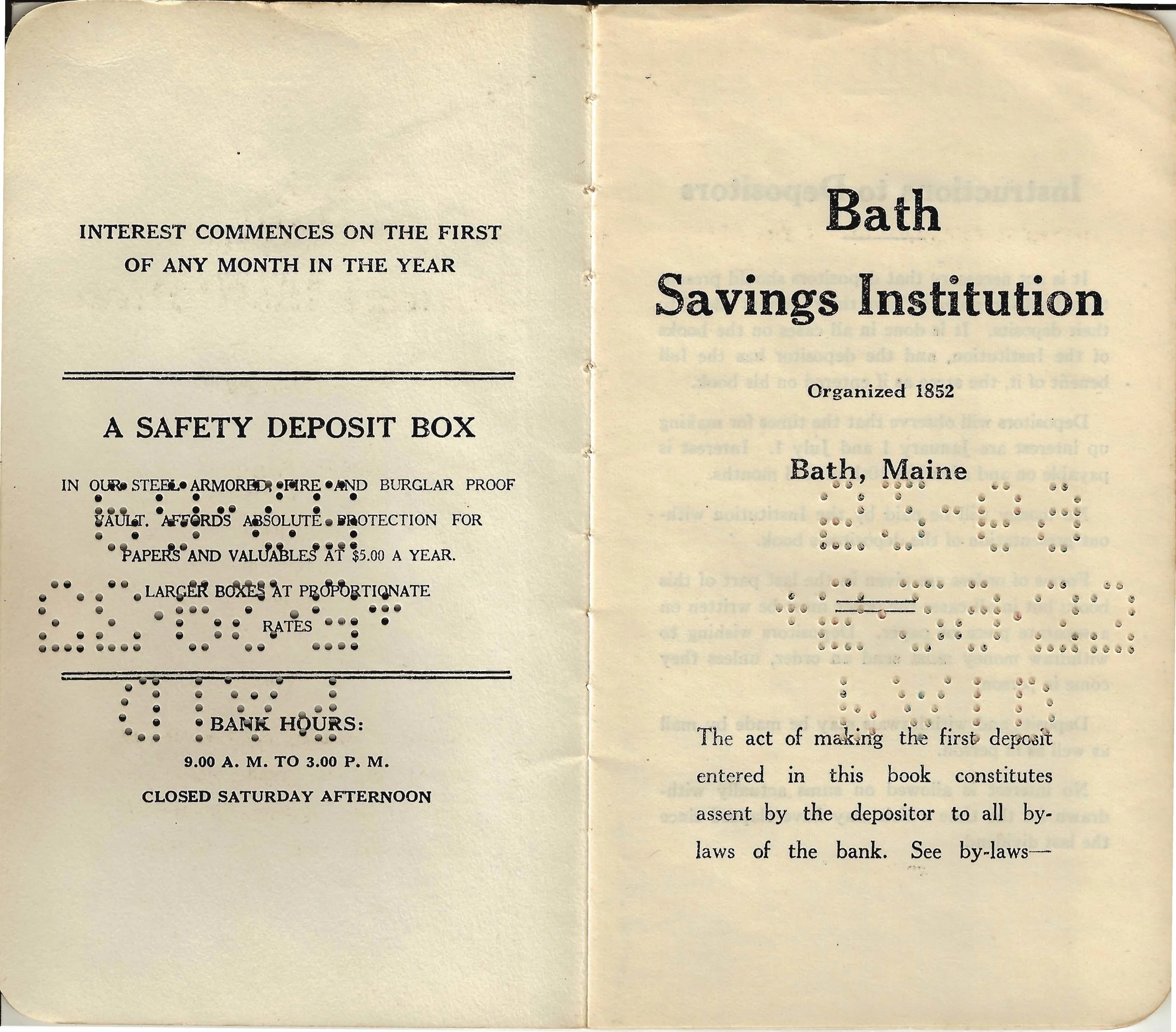 Bath Savings Institution Bank Books — Bath Jewish History