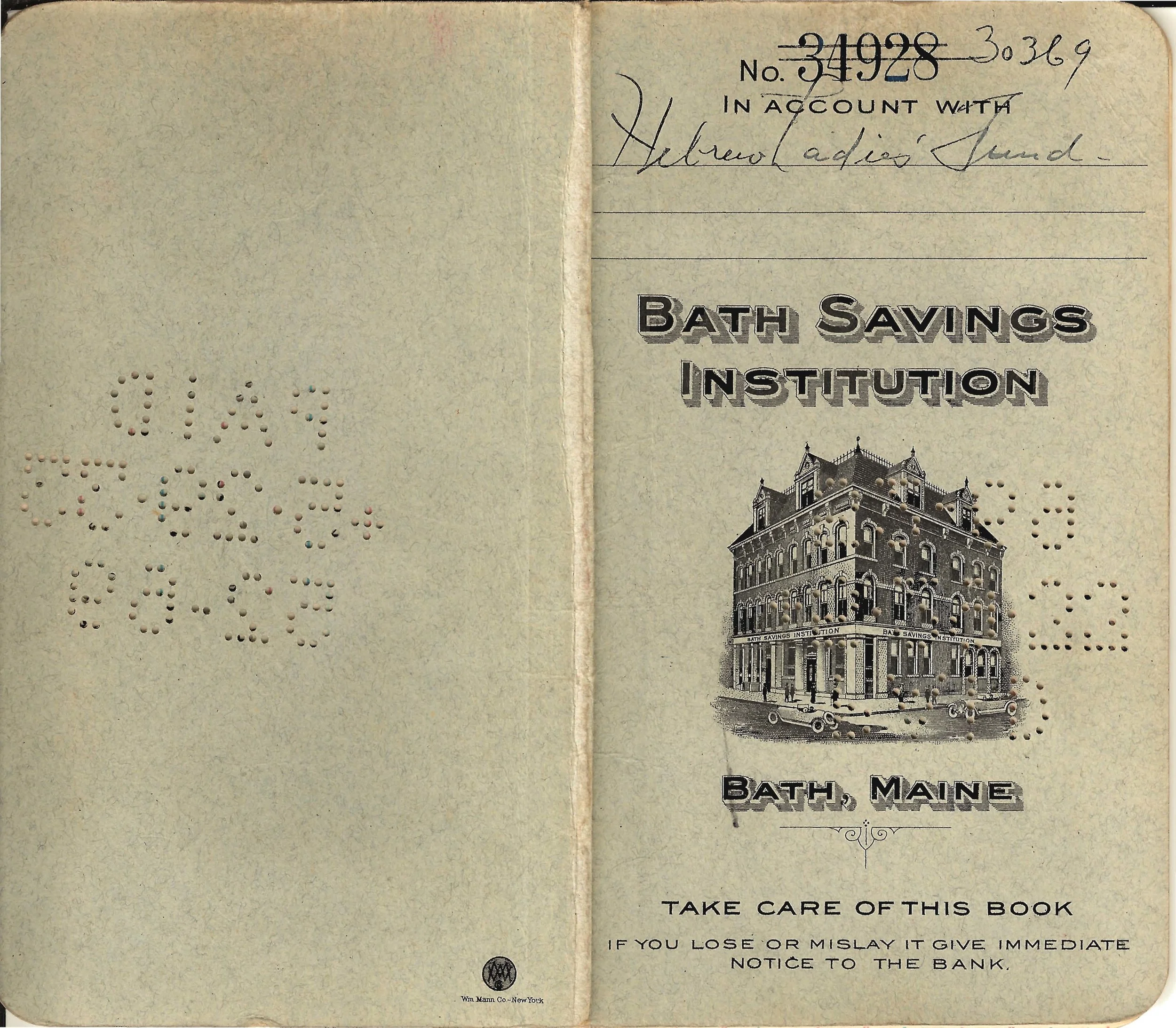 Bath Savings Institution Bank Books — Bath Jewish History