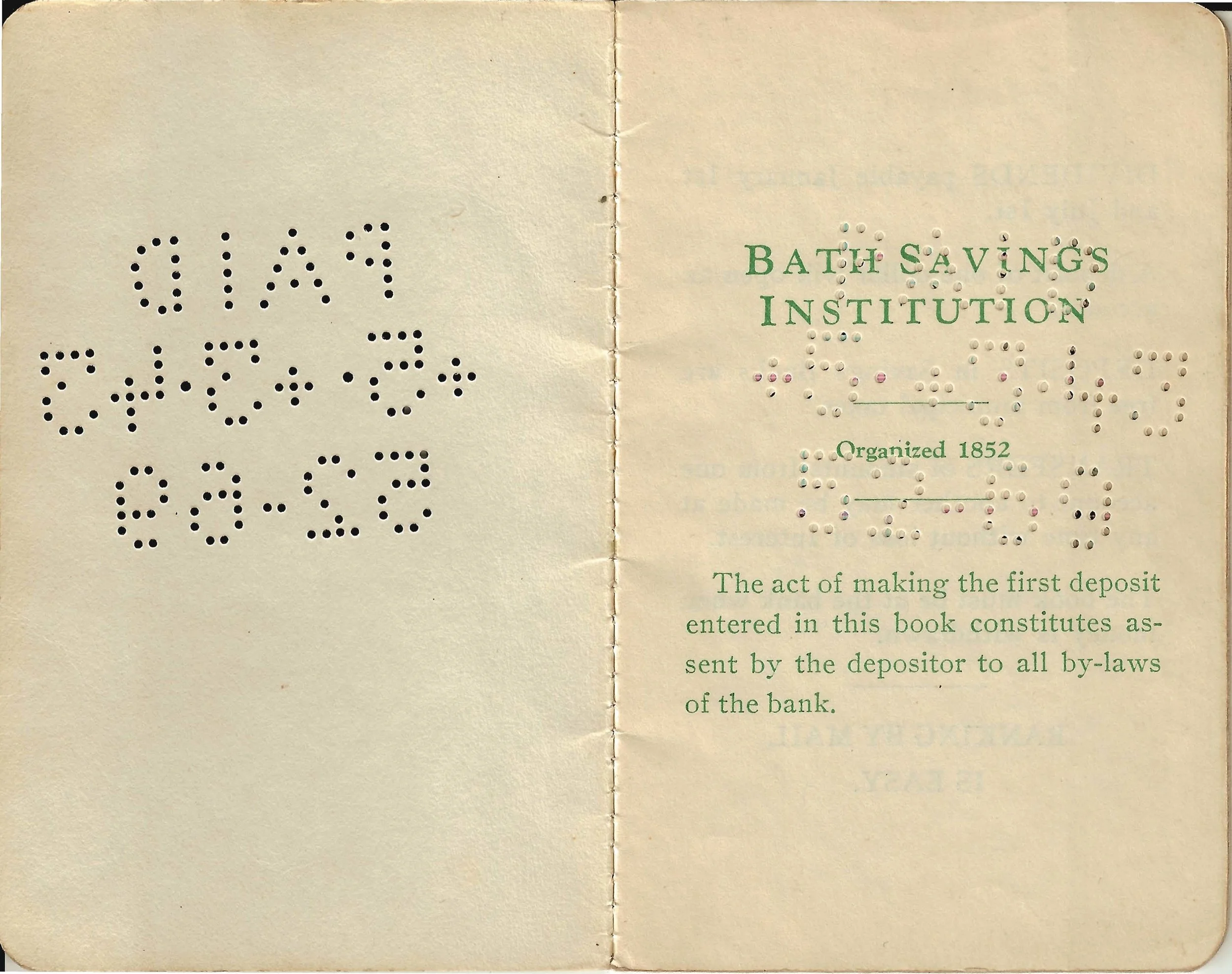 Bath Savings Institution Bank Books — Bath Jewish History