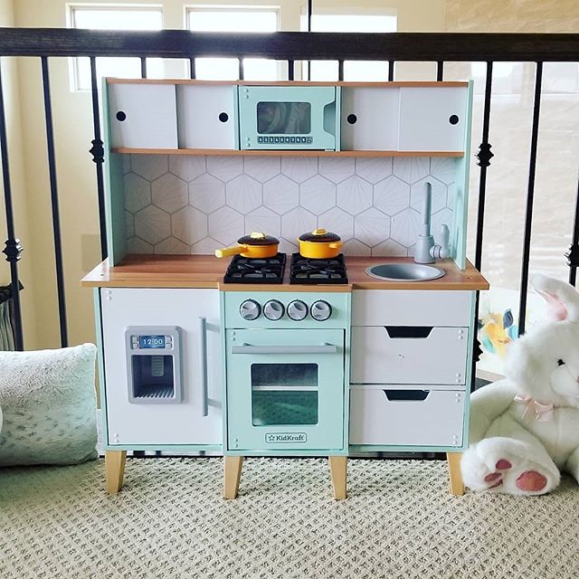 So I don't cook.  My friends ask me what I even use my kitchen for if I don't ever cook... lol.  BUT I bought this little play kitchen for my daughter for Christmas, and I use it ALL THE TIME!! It's so tiny and cute and no (real) mess.  I bought plas