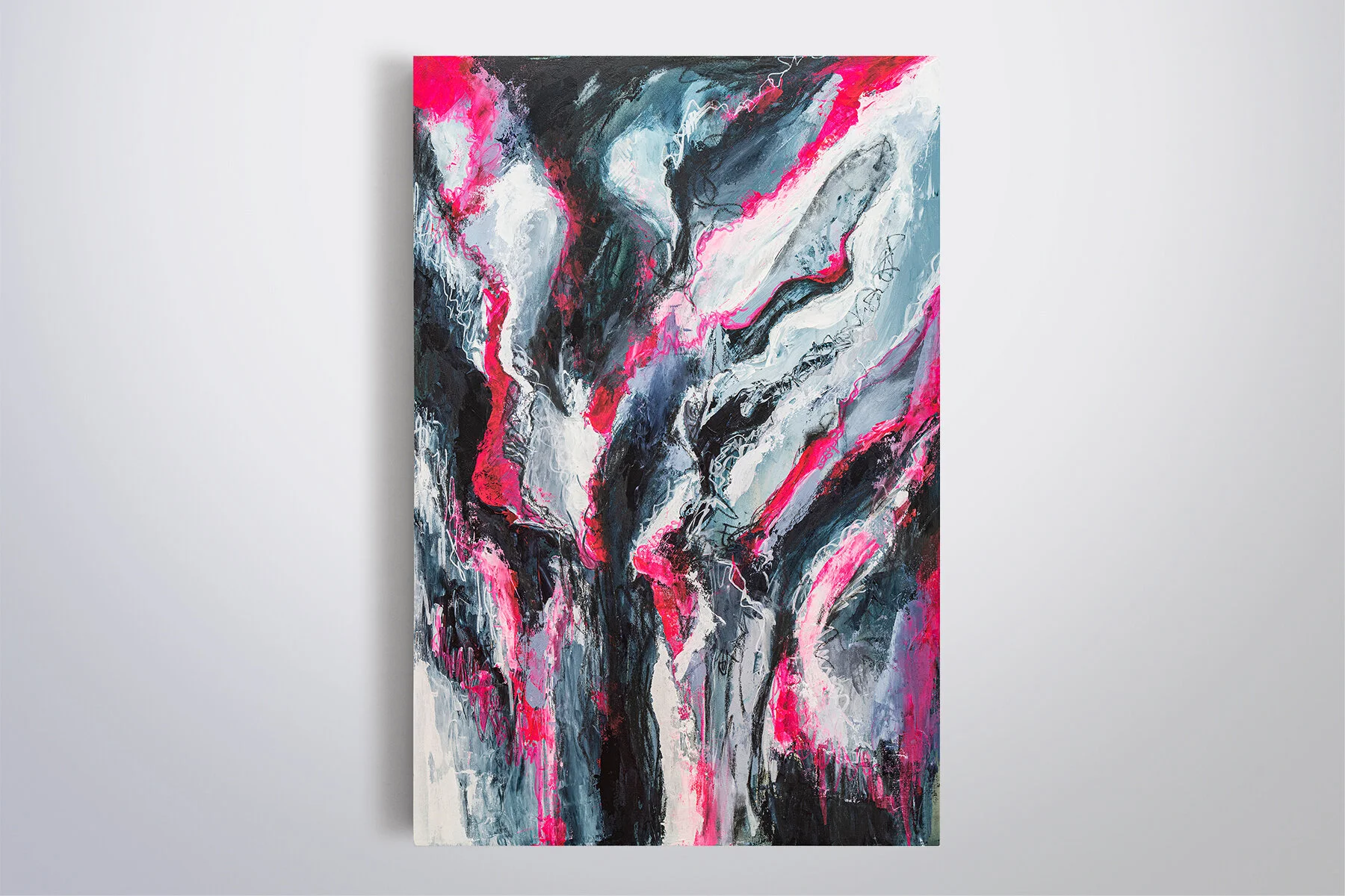   Emphasis  Acrylic &amp; gouache on wood panel, 24" x 36", 2018 