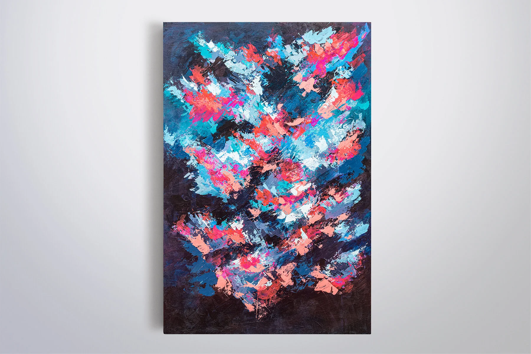   Floating  Acrylic &amp; gouache on wood board, 24" x 36", 2017 