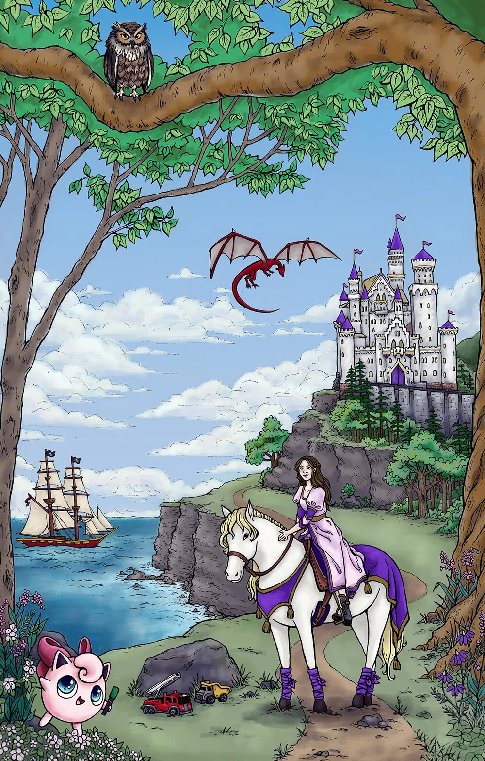  I created a digital mock up to help with colour selection and to use as a guide for the final water colour painting. 