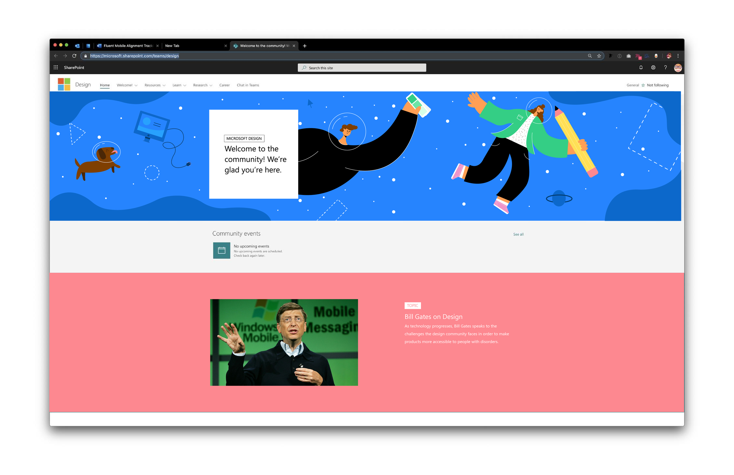 For this monthly update they wanted to focus on collaboration with a focus on Microsoft Cloud Designers. I focused on two designers particularly flying in the Office Cloud working together by sharing colors and creating outlines of designs.
