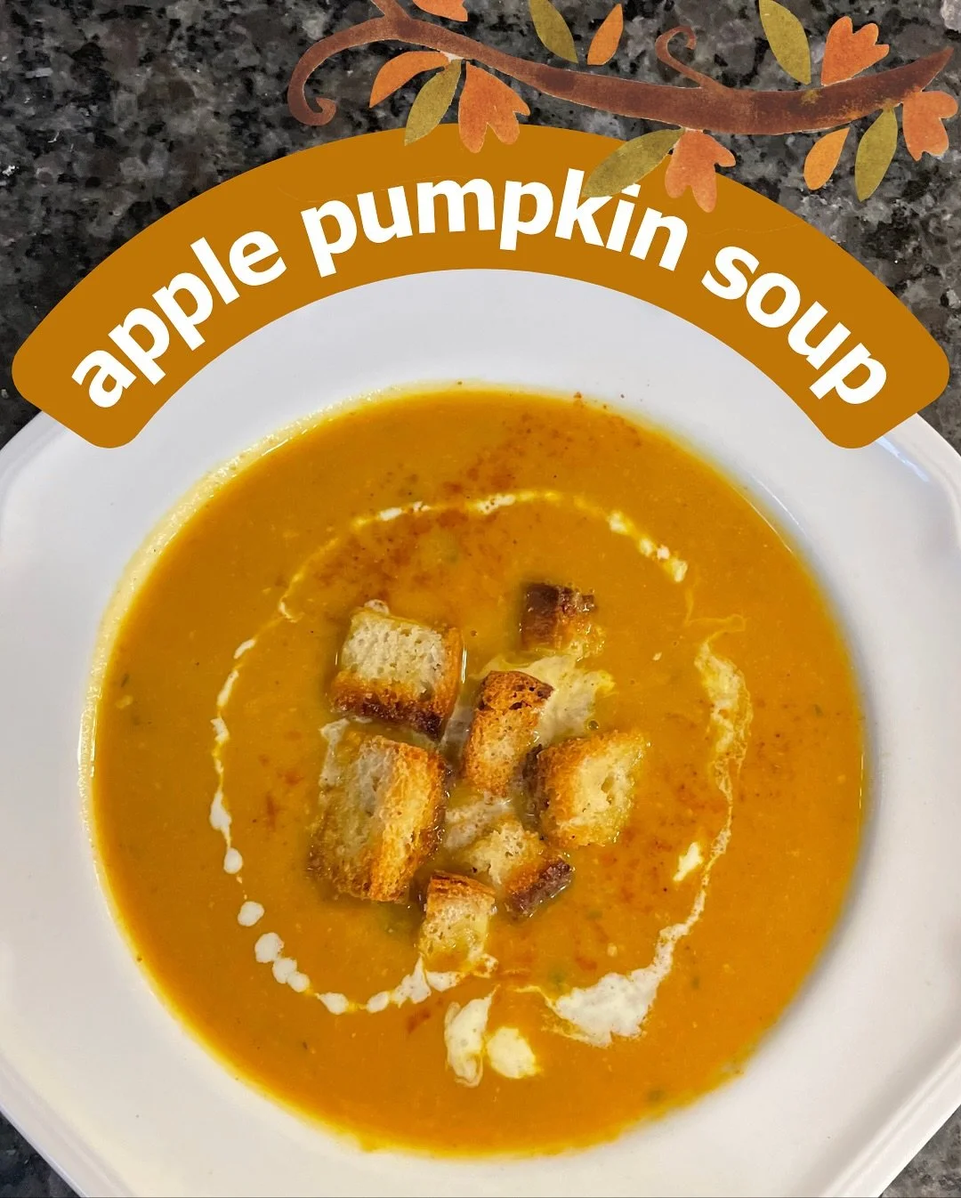 This Apple &amp; Pumpkin Soup with lots of leeks is sweet, savory, and perfect for this time of year - autumn in Maine.
We start with butter, garlic, chopped apples, and leeks &mdash; then add chicken bone broth, pumpkin (skip the canned, try fresh!)