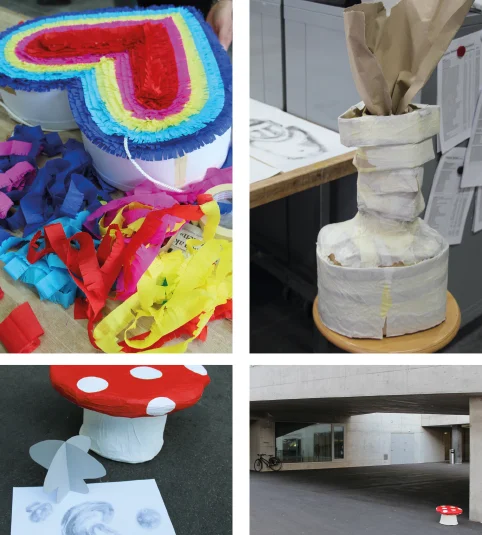 Gestalten mit Papier, Karton und Drahtgitter