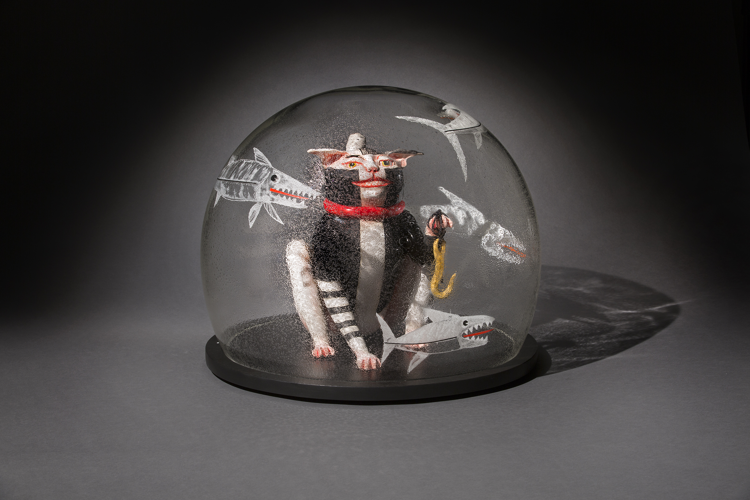  Patti Warashina (American, born 1940).&nbsp; Fish Pond,  Made at the Museum in 2014.&nbsp;Glass, earthenware, underglaze, glaze, and mixed media;&nbsp;15 x 19 x 16 in. Collection of Museum of Glass, Tacoma, Washington, gift of the artist.&nbsp;Photo