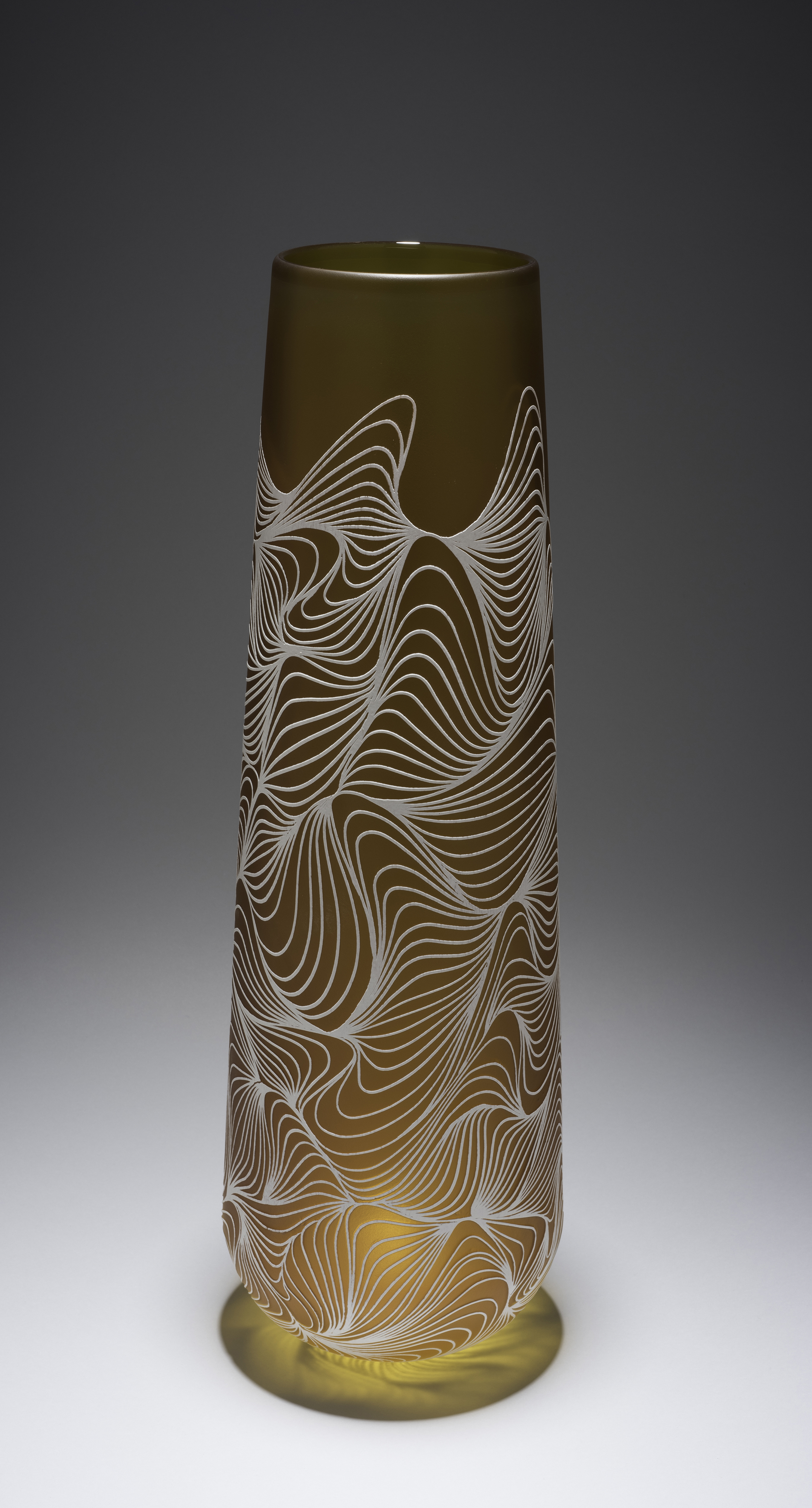  Armelle Bouchet O’Neill (French, born 1980).&nbsp; Kasvu,  Made at the Museum in 2013.&nbsp;Blown, etched, and sand-carved glass;&nbsp;21 1/2 x 6 x 8 3/4 in.&nbsp;Collection of Museum of Glass, Tacoma, Washington, gift of the artist.&nbsp;Photo by D