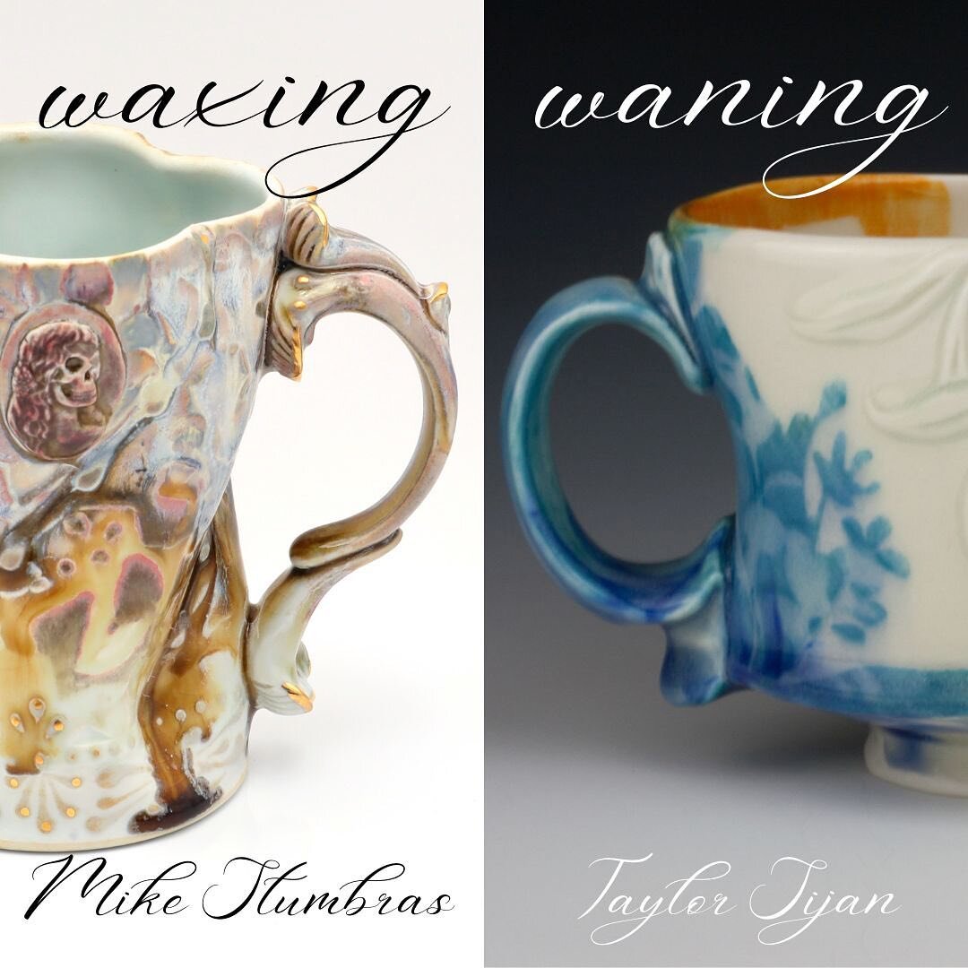 I&rsquo;m very excited about this duo exhibition &lsquo;Waxing, Waning&rsquo; with @taylorsijan at @saratogaclayarts opening on 10/8 at 5pm. I&rsquo;ll have some new work including a few blue pots, cordial sets, large funerary style vessels and black