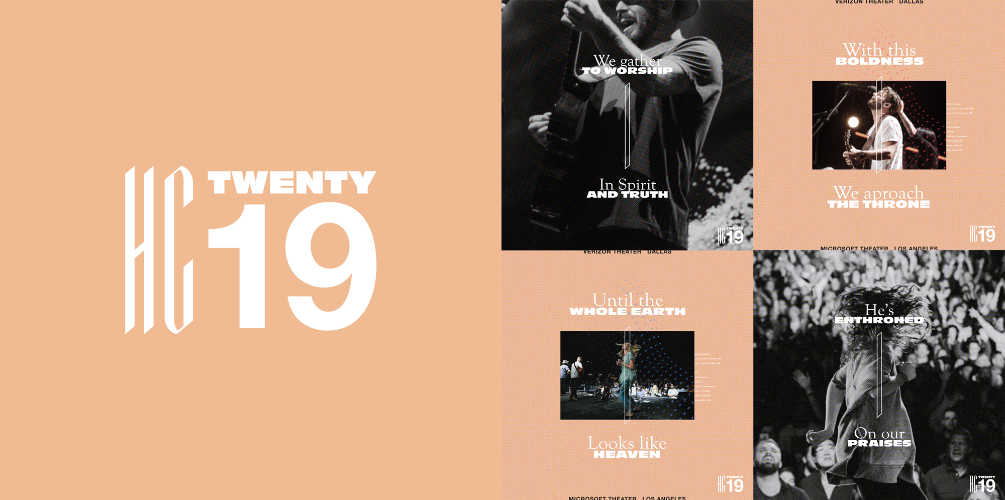 LEFT - Official new logo and wordmark for "Heaven Come 2019". RIGHT - Social media posts and quote posters.