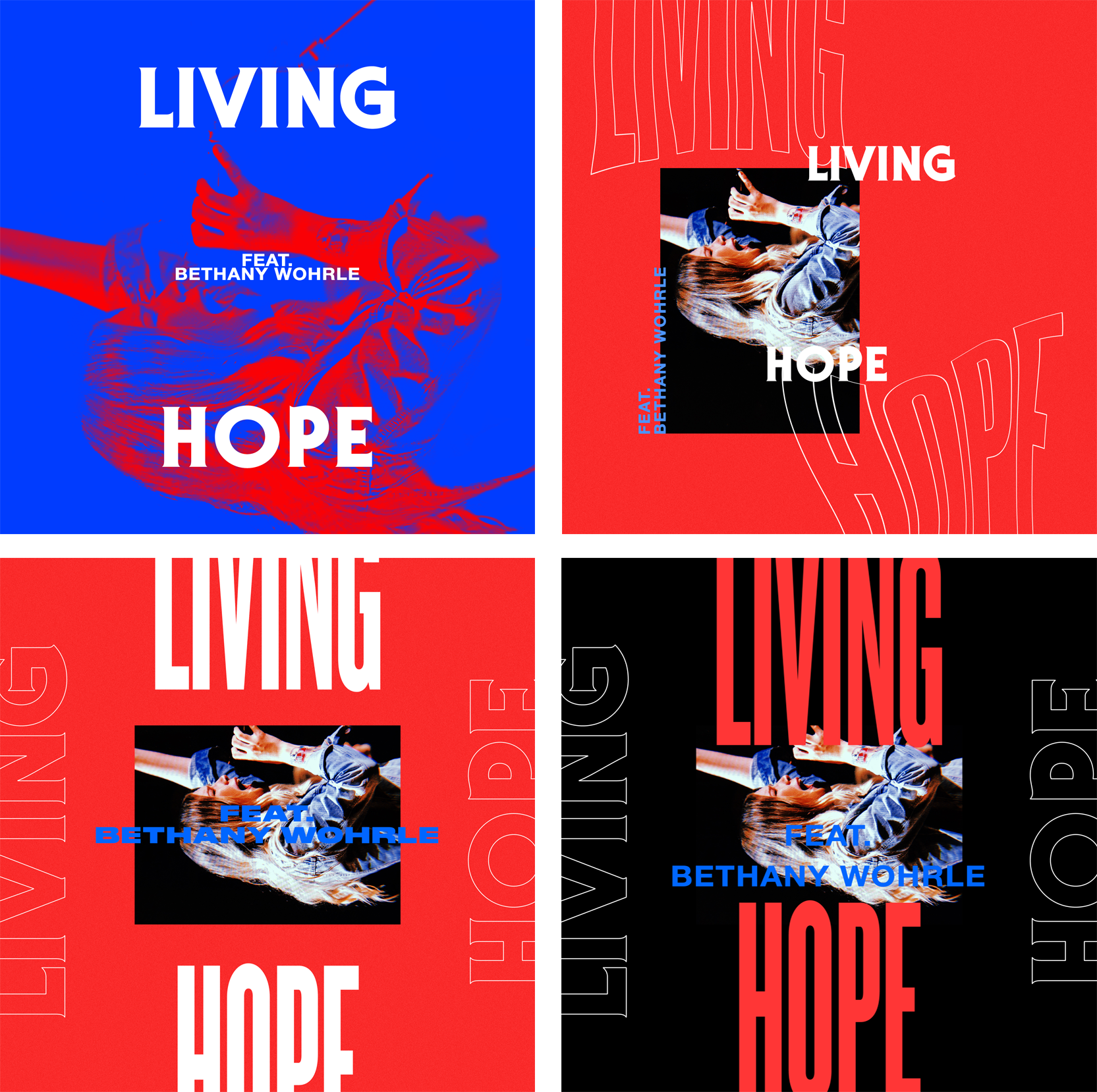 Four concepts from the initial and revised concepts for "Living Hope"