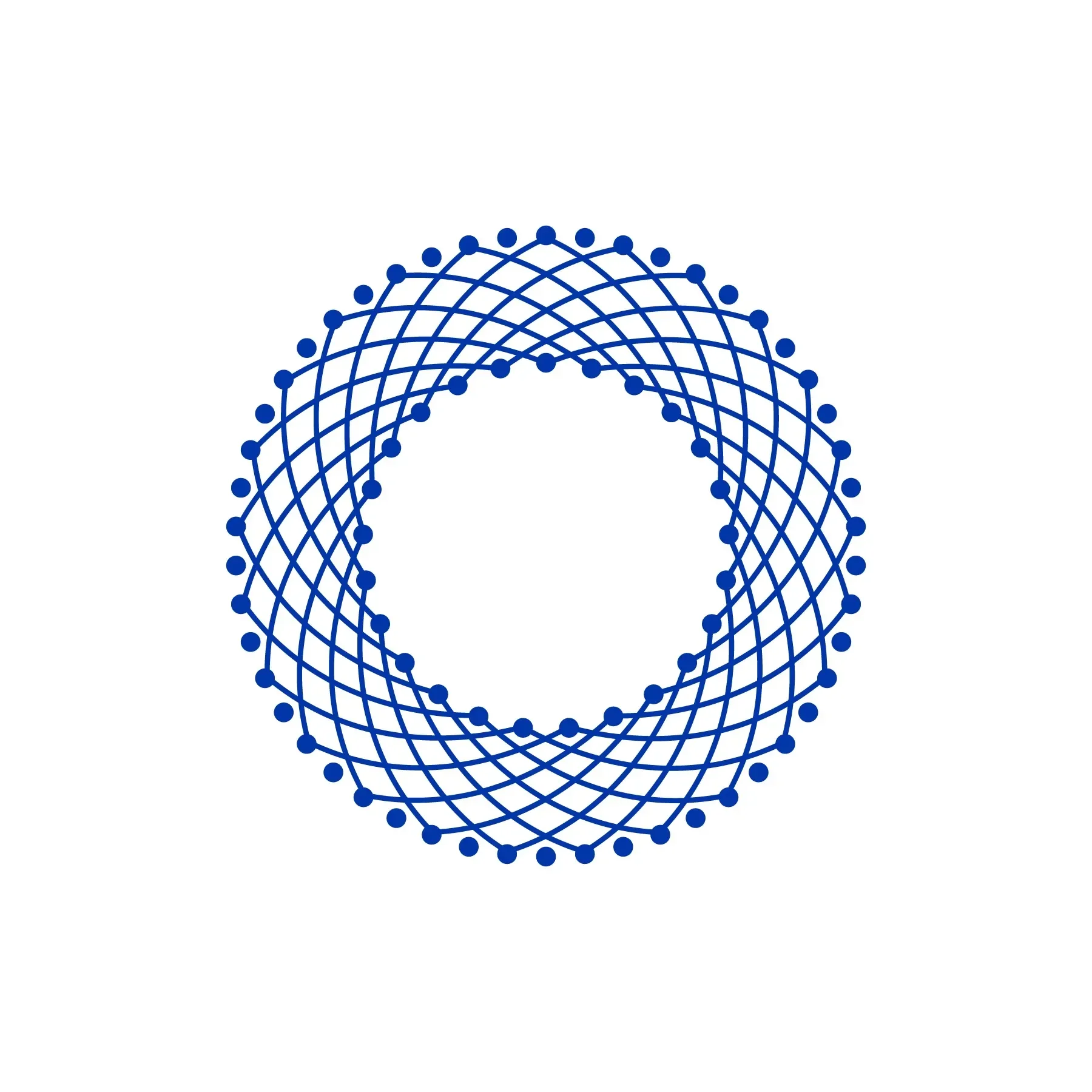 Blue geometric pattern of interwoven wires forming a loop on a white background representing the Irish Society of Behaviour Analysis