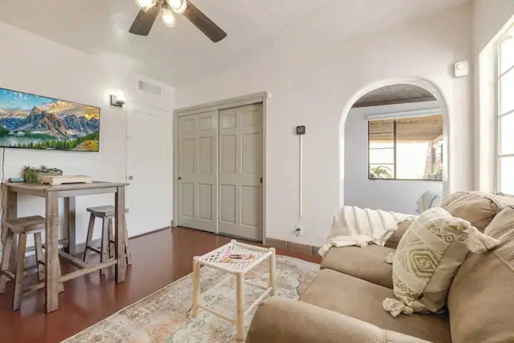 Living room with large closet
