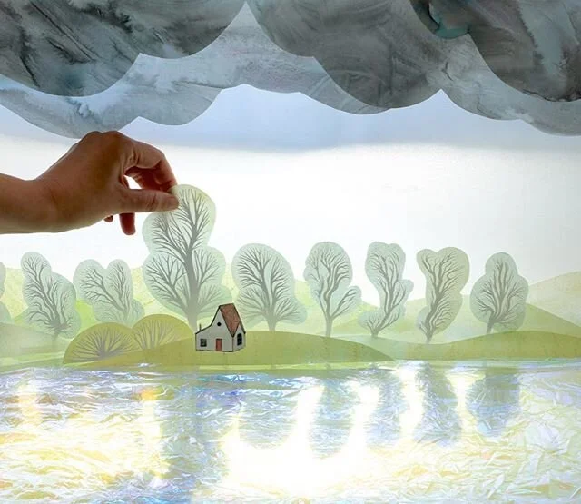 Getting ready for the rain. 
Today, I&rsquo;m working on an illustration for a new book (Clouds - with @tundrabooks) 
I love making these stormy skies. 
#rainyday
#paper
#miniature
#illustration
#kidlit
#picturebookartists