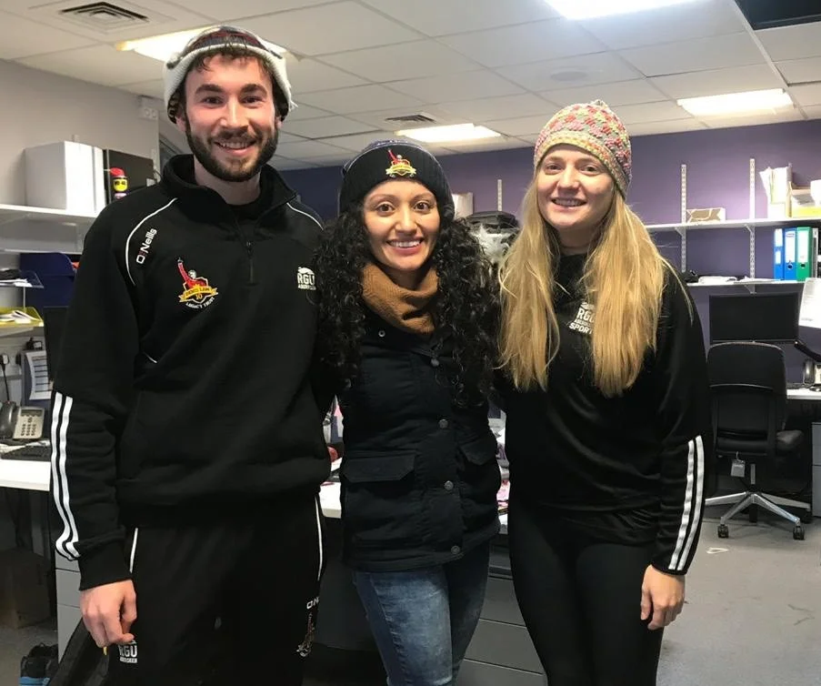 Before leaving, Glenda (middle) presented Peruvian woolly hats to Lewis and Hannah as a parting gift!